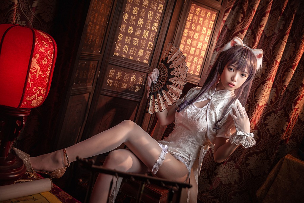 Văn Muội 《Áo qipao trắng tơ vớ treo》 [COSPLAY phúc lợi] Tập ảnh [15P