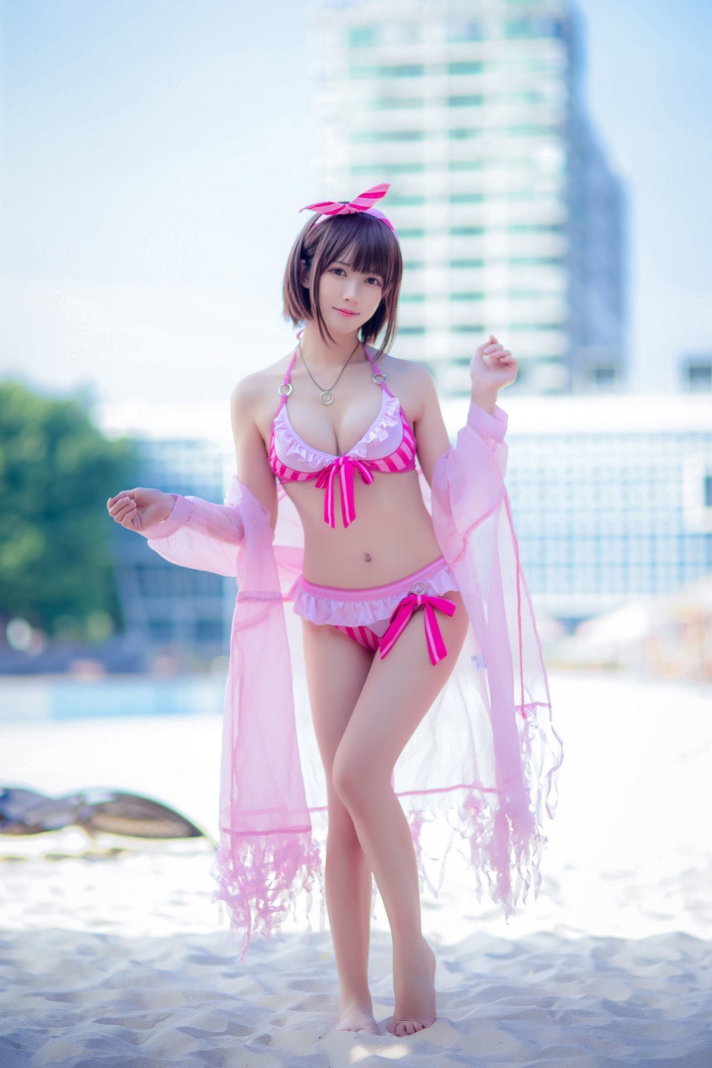 鳗鱼霏儿《加藤恵 ピンクの水着》 [コスプレ美女] 写真集[20P