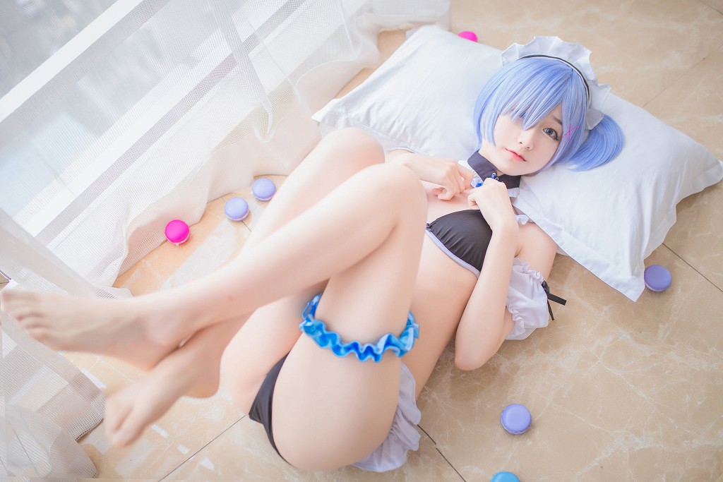 Mộc Miên Miên OwO: Rem Áo Tắm + Bunny Girl [Coser Đẹp] Bộ Ảnh [30P