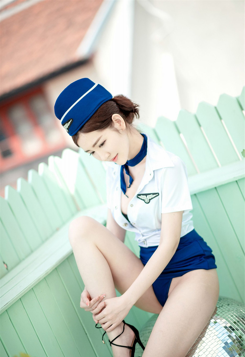 沈梦瑶空乘制服与草莓内衣系列