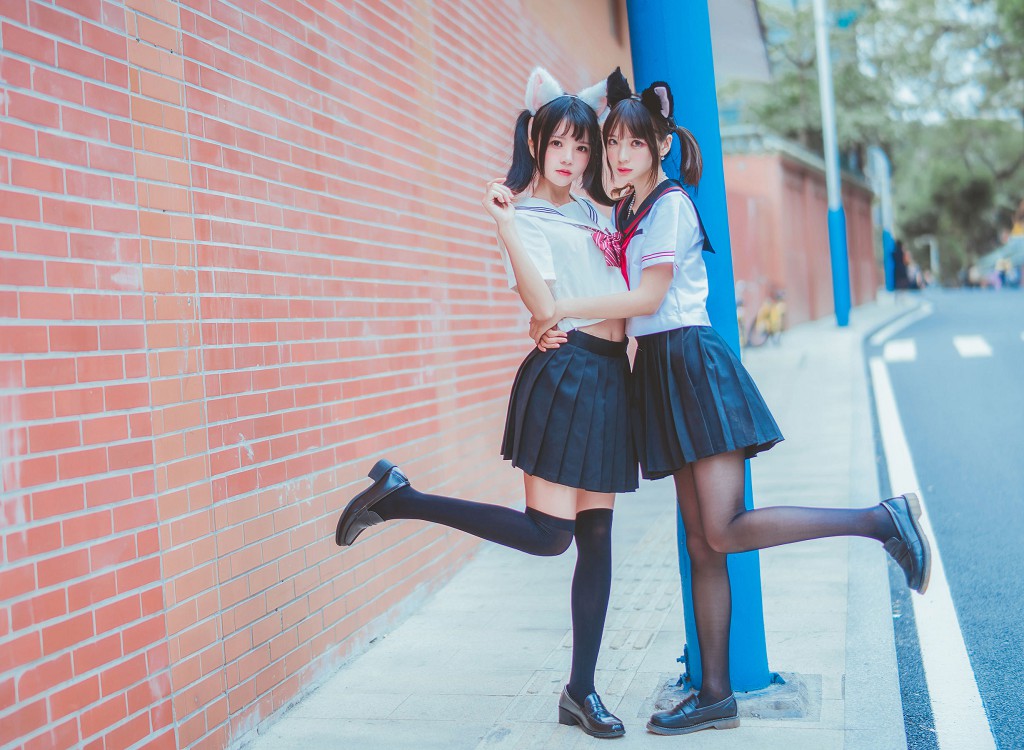 桜桃喵とFengmao SS JK百合2 コスプレ 33P
