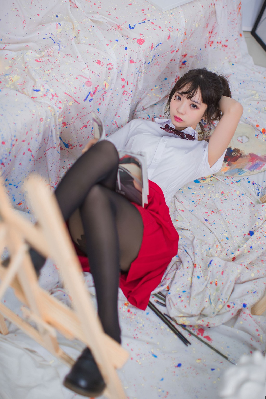 Crazy Cat ss ถุงน่องดำ JK สาวน้อยคอสเพลย์ 47P
