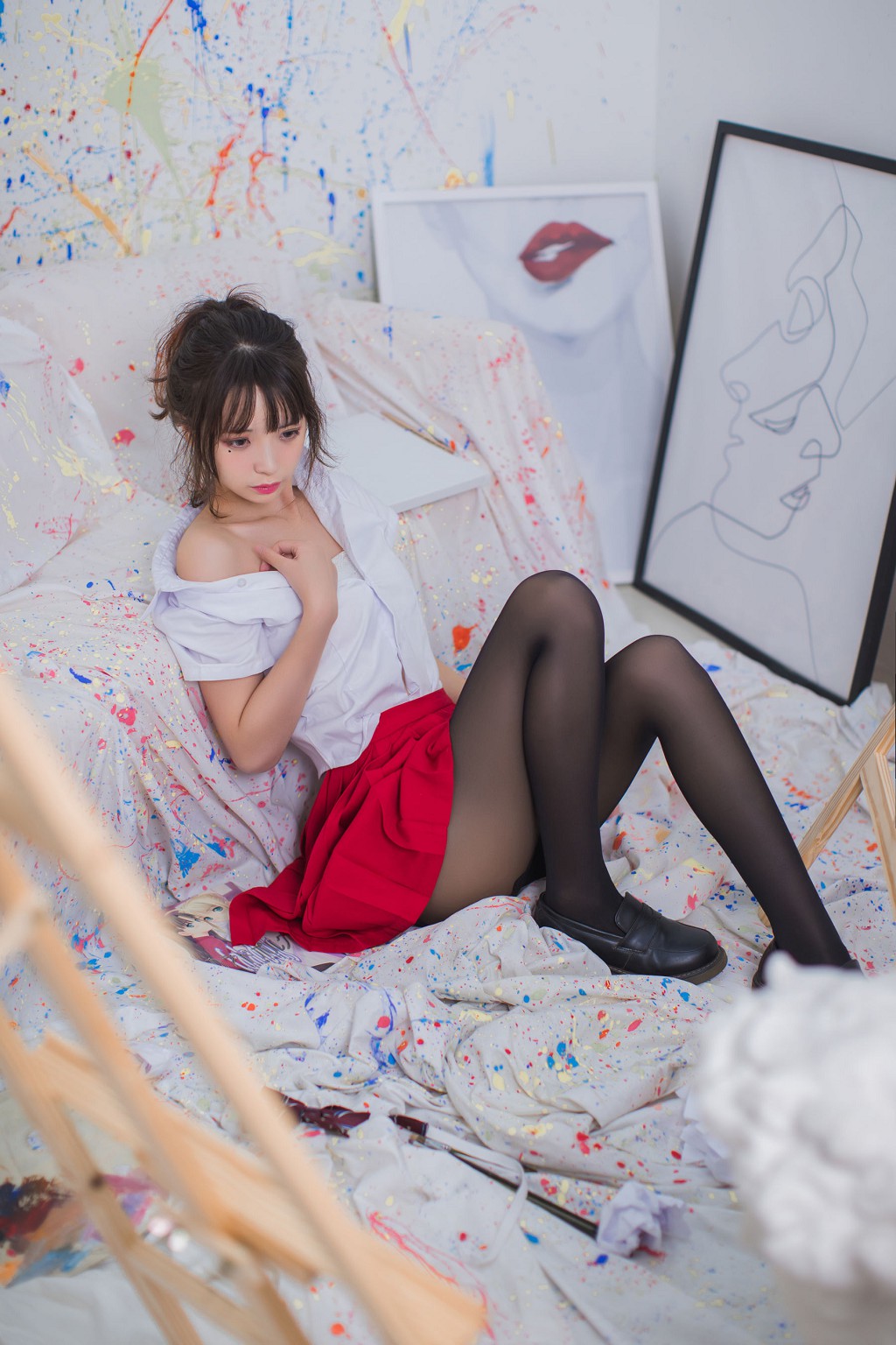 Fengmao SS 黒ストッキングJK少女 コスプレ 47P