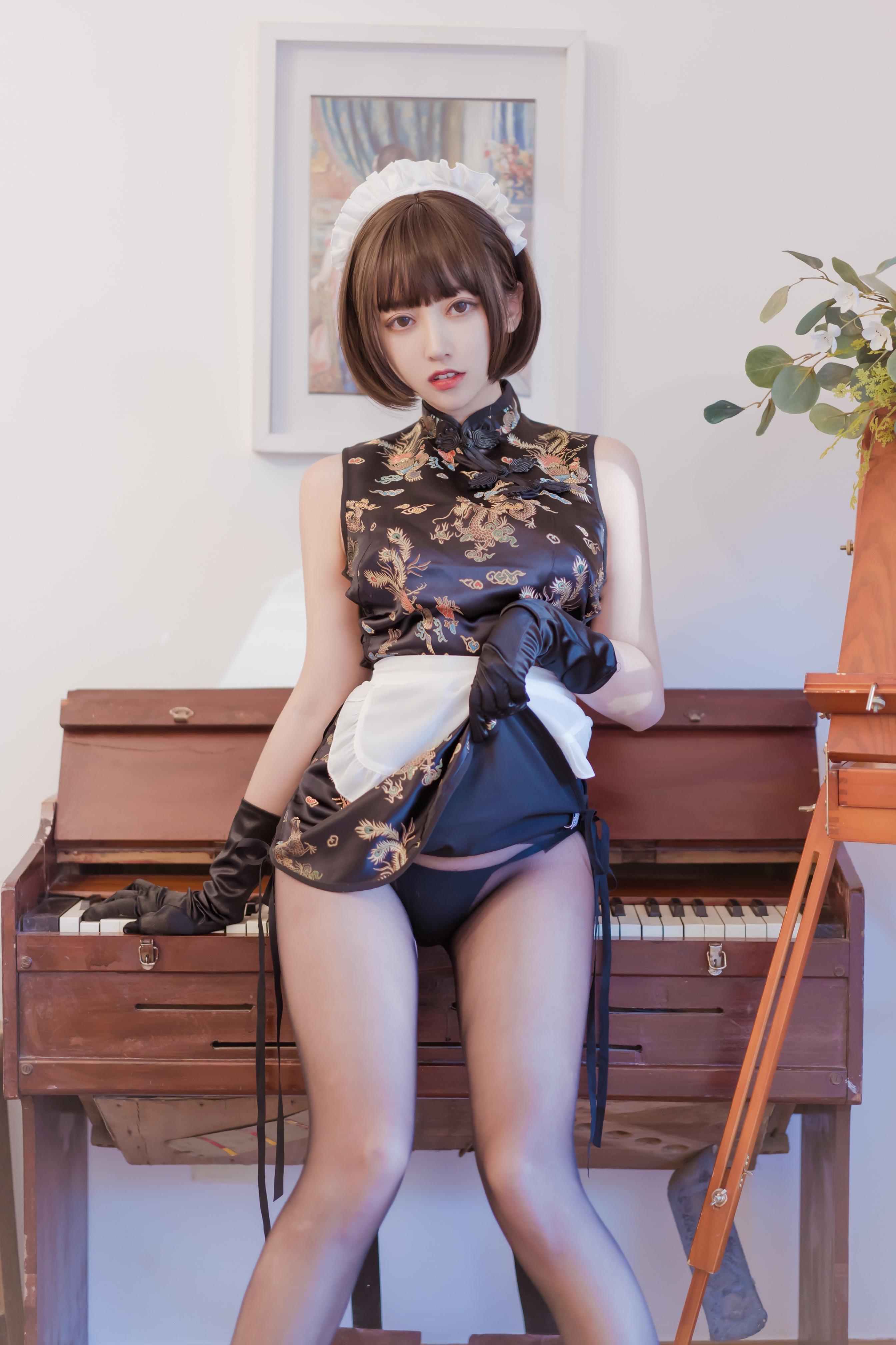 Expired Rice Noodles Meow Black Qipao 43P