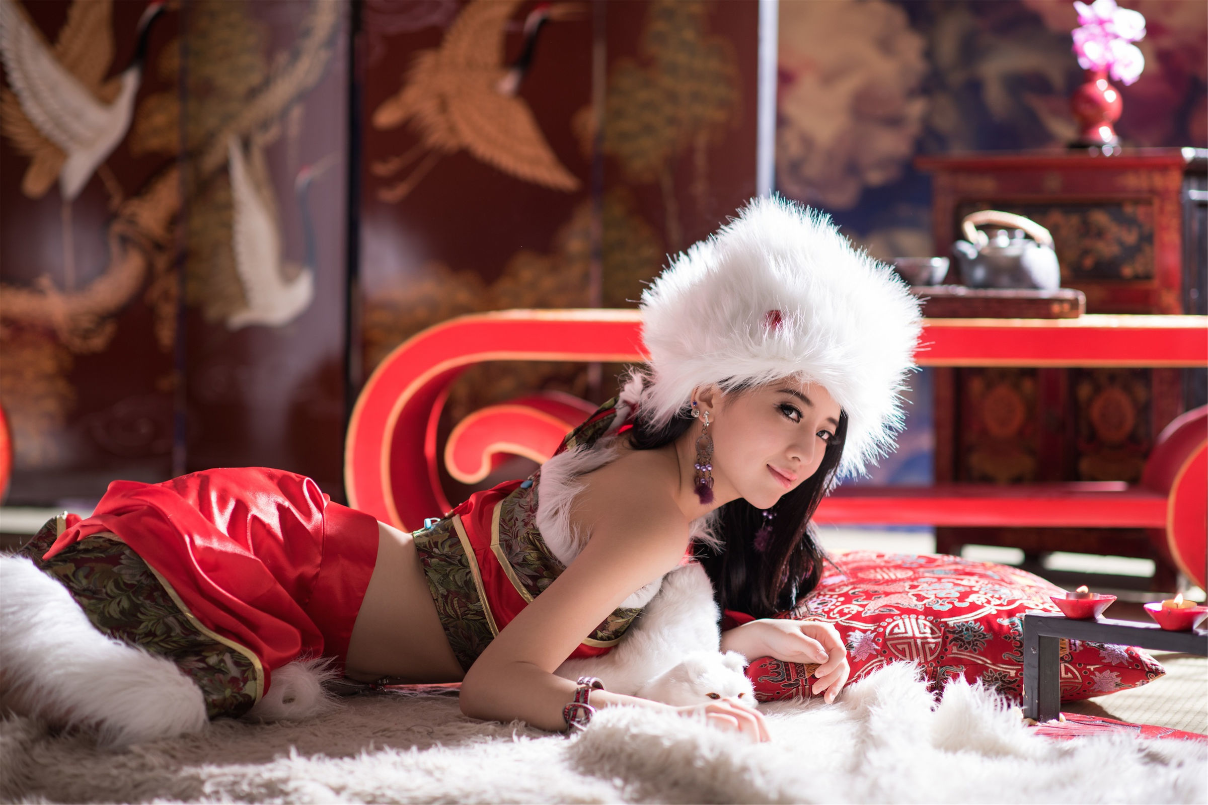 Người đẹp Đài Loan] Nữ thần Otaku Trương Sở Man - Giáng sinh phong cách Trung Quốc Cầm Nhị Bành