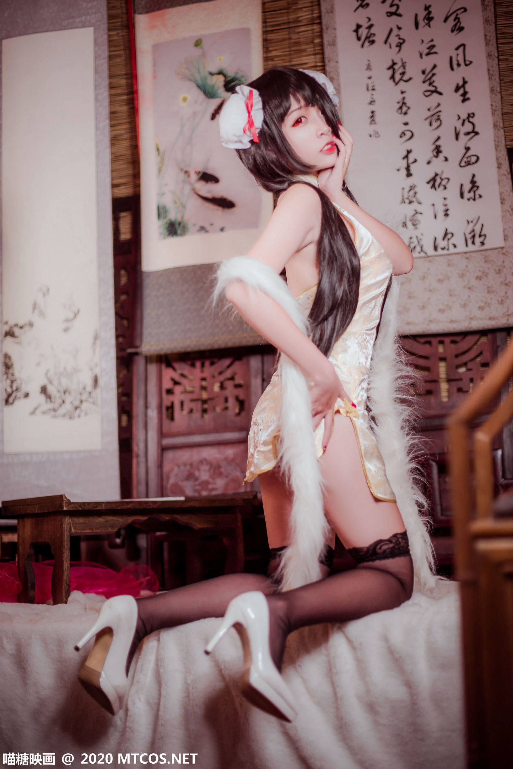 Miao Tang Film] HML.019 Kurumi Black Silk Cheongsam