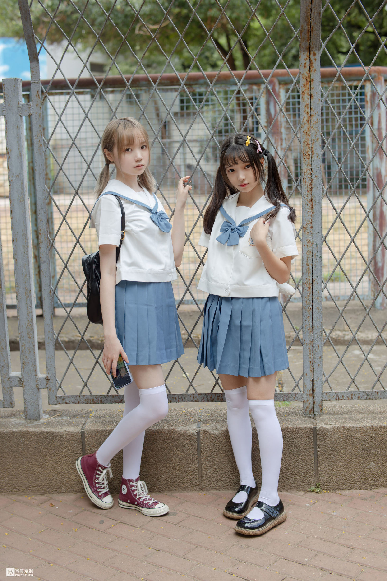 森羅財団] JKFUN-025 モクモク&アイカ 80D白いシルクの過膝ソックス