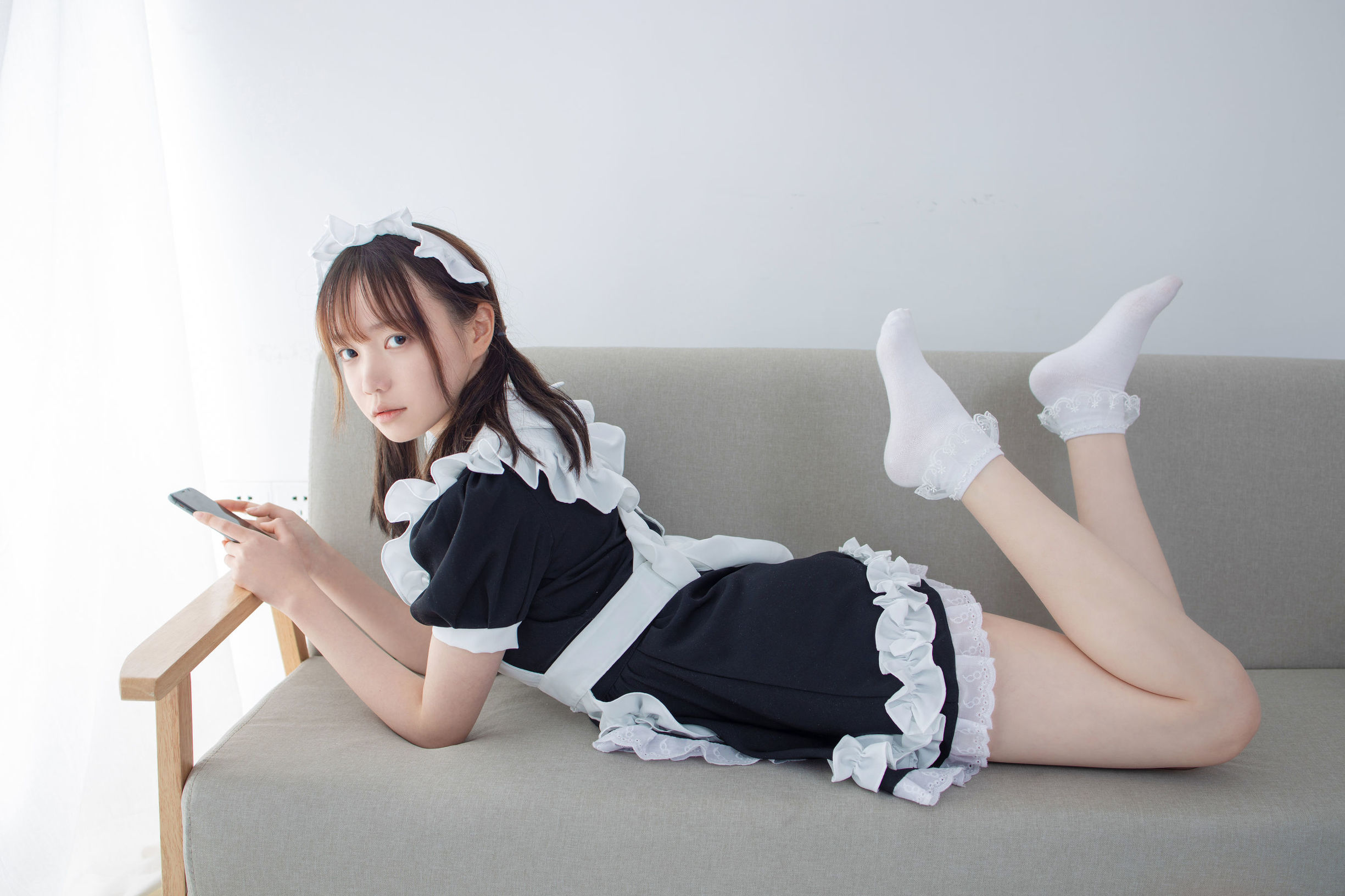 森羅財団] JKFUN-053 アイカ レース花辺短ソックス メイド