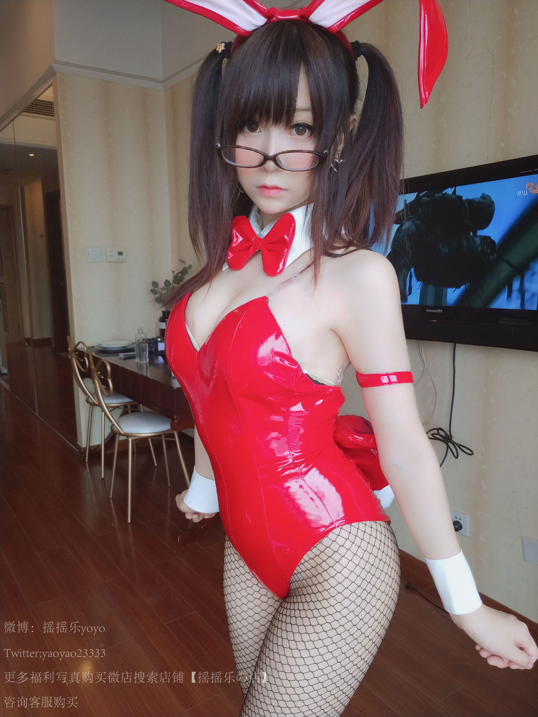  belle ta Cosplay] Yao Yao Le Yoyo - Bunny Girl Black Fishnet Stockings