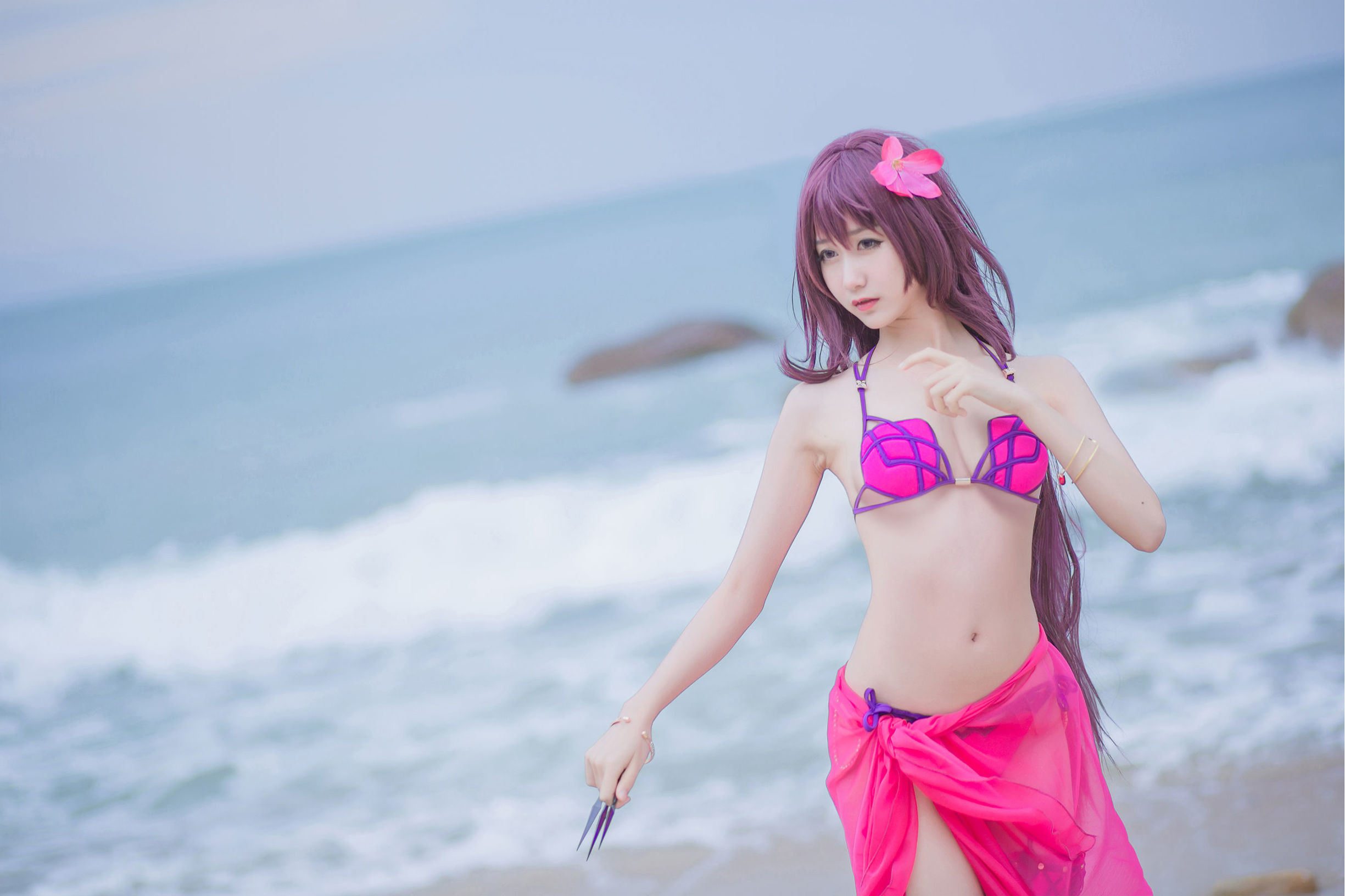 Cosplay  belle ] Mộc Miên Miên OwO - Bãi biển Scáthach