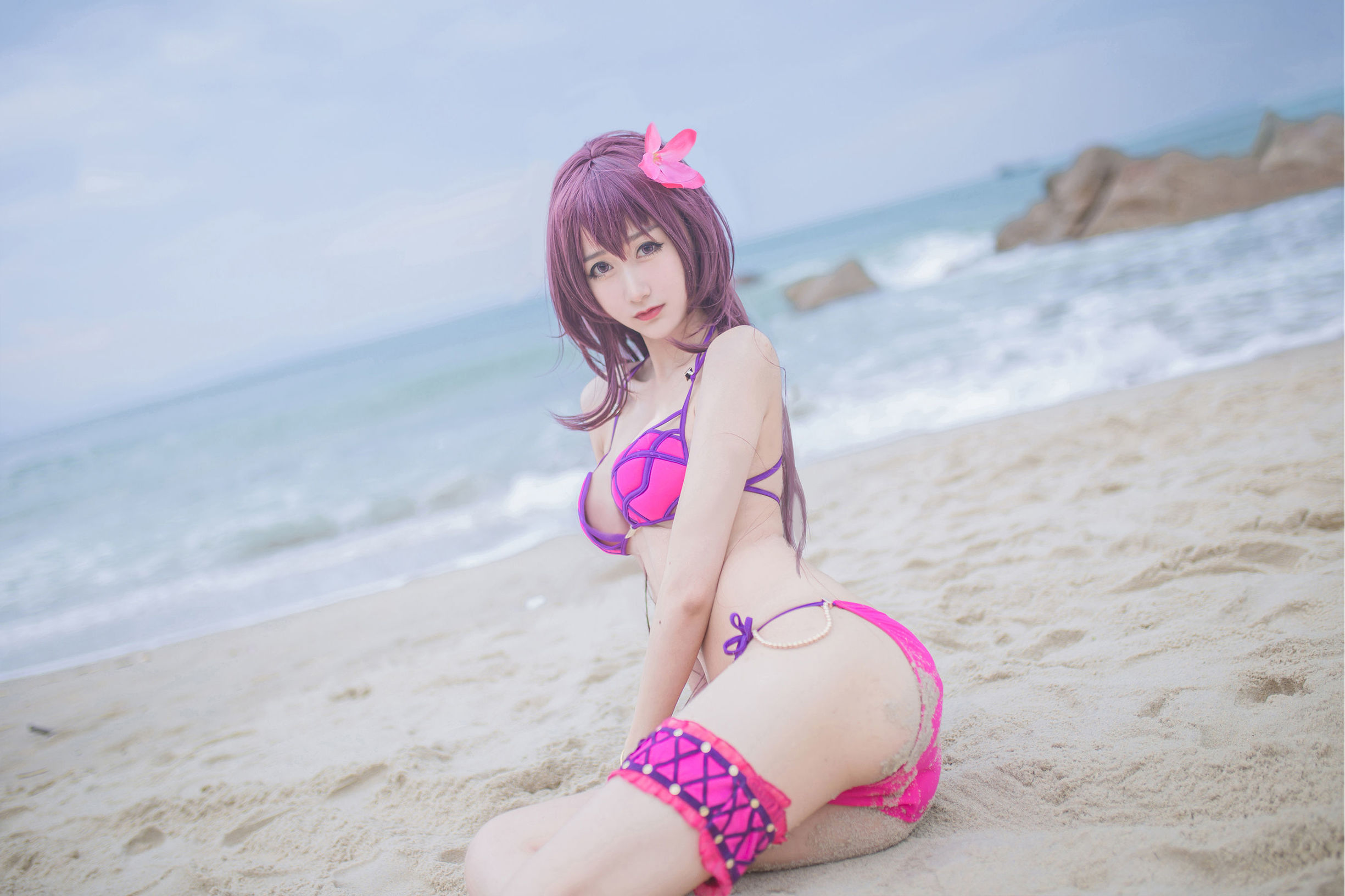 Cosplay  belle ] Mộc Miên Miên OwO - Bãi biển Scáthach