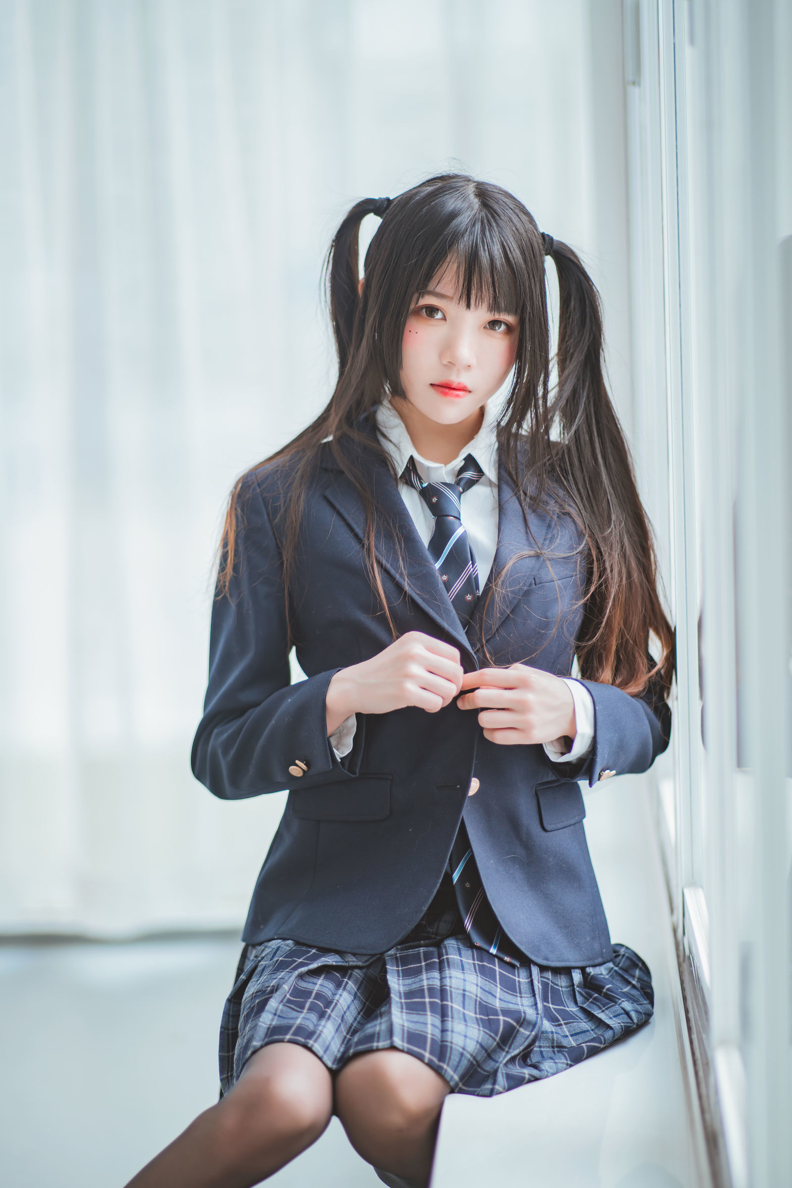  belle ta COS] Anh Đào Meo - Trang phục đồng phục mùa đông tơ lụa