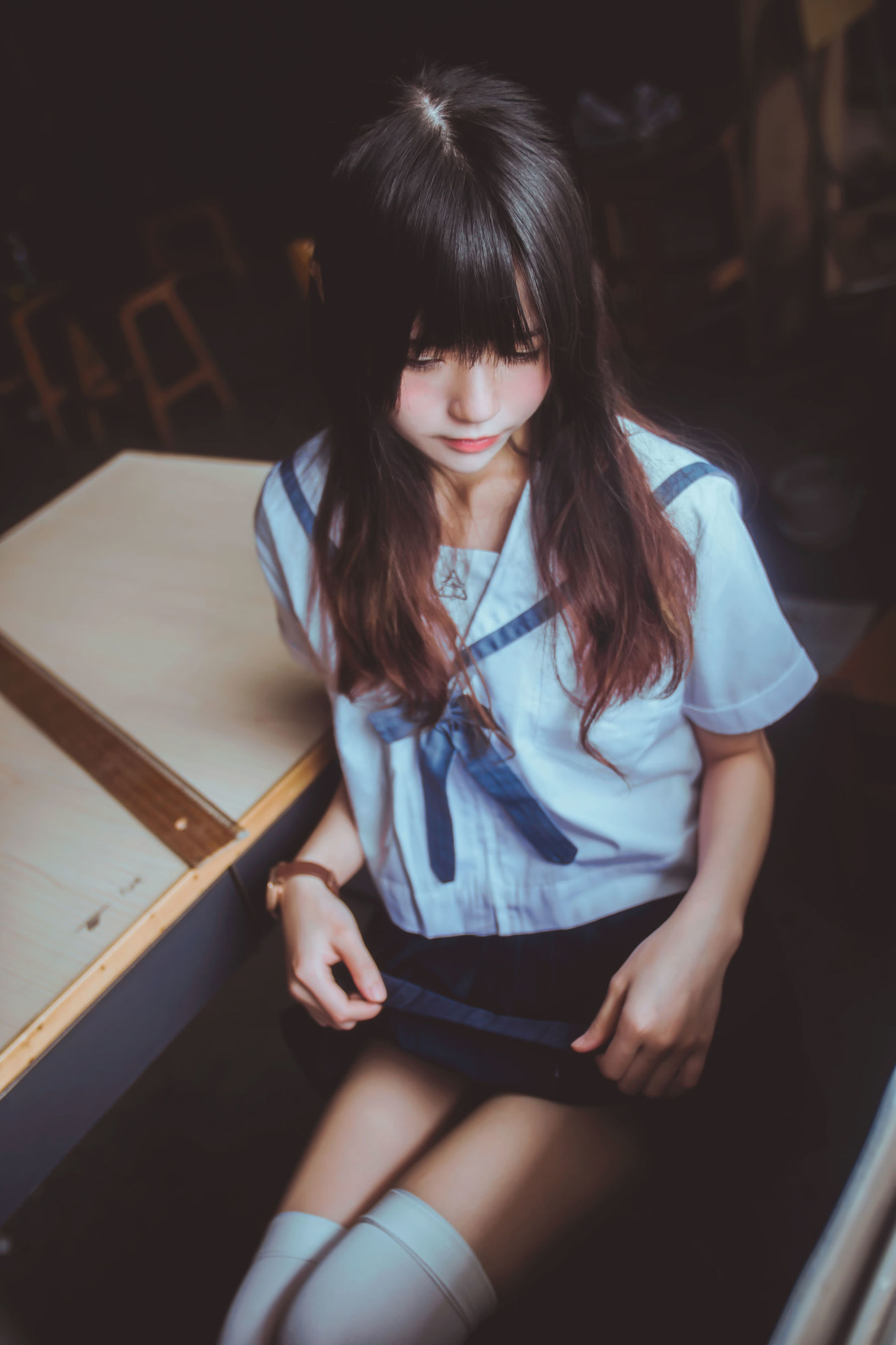 JK Cosplay 桜桃喵《蓝白水手服 Gallery