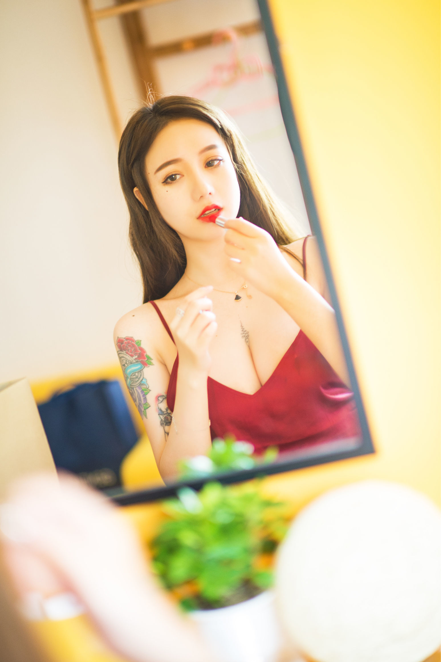 Lolita Đại Ca Ảnh Cosplay Tattoo Áo Ngủ Dây