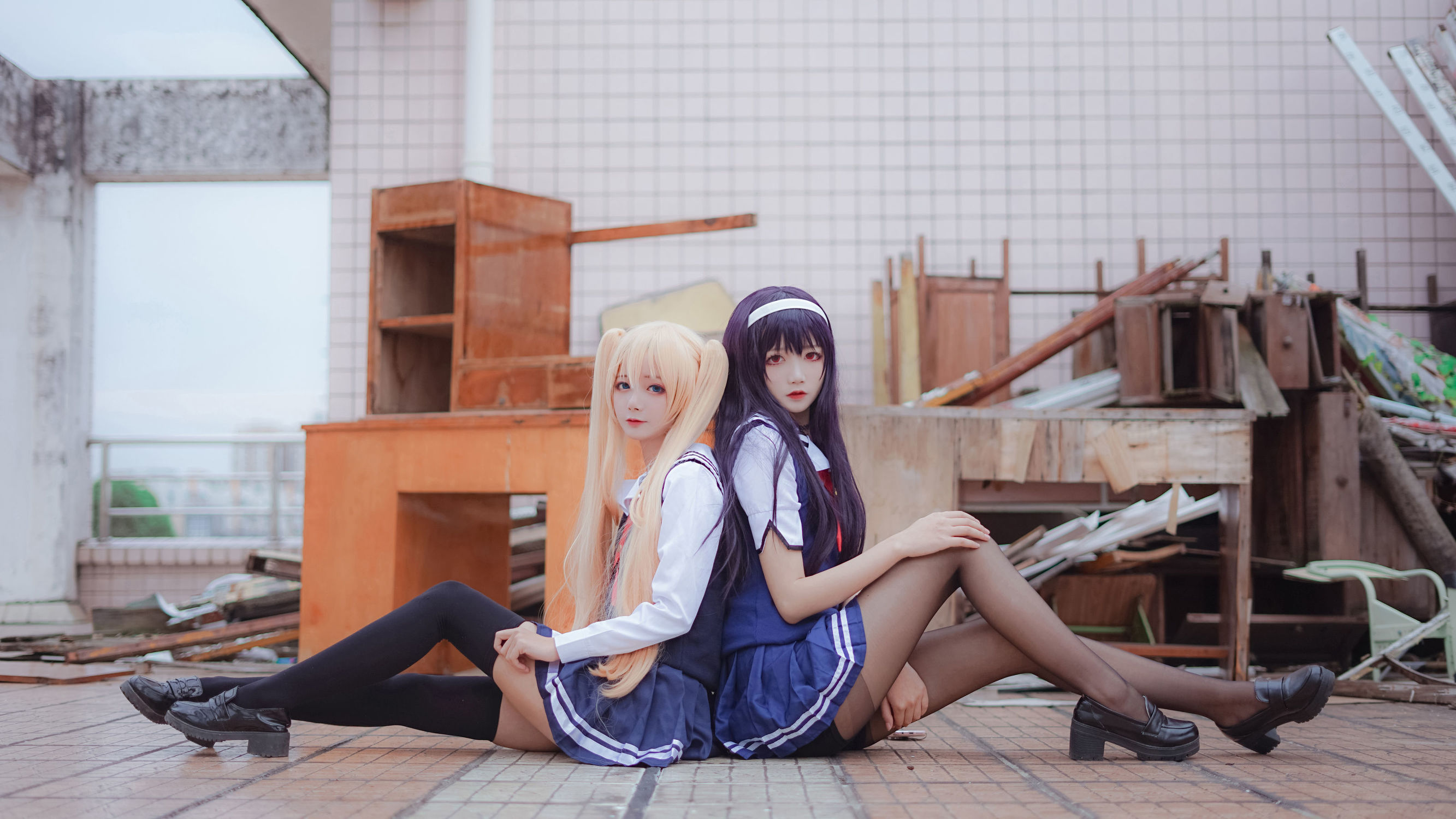  belle  COS] Pure Girl Wu Geng Bai Gui - Senpai School Uniform