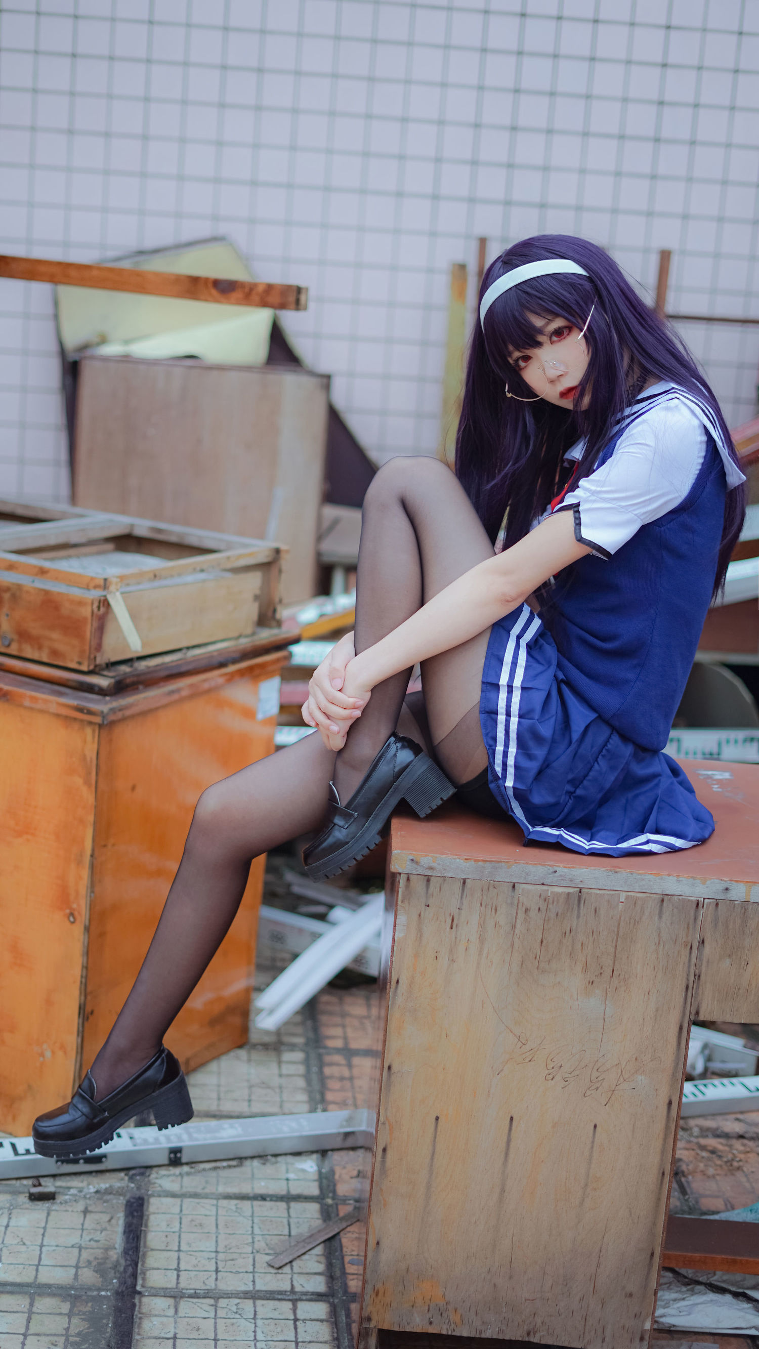  belle  COS] Pure Girl Wu Geng Bai Gui - Senpai School Uniform
