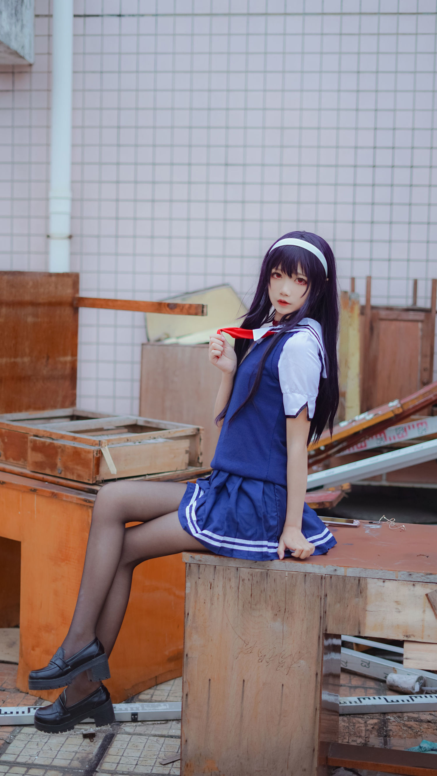  belle  COS] Pure Girl Wu Geng Bai Gui - Senpai School Uniform
