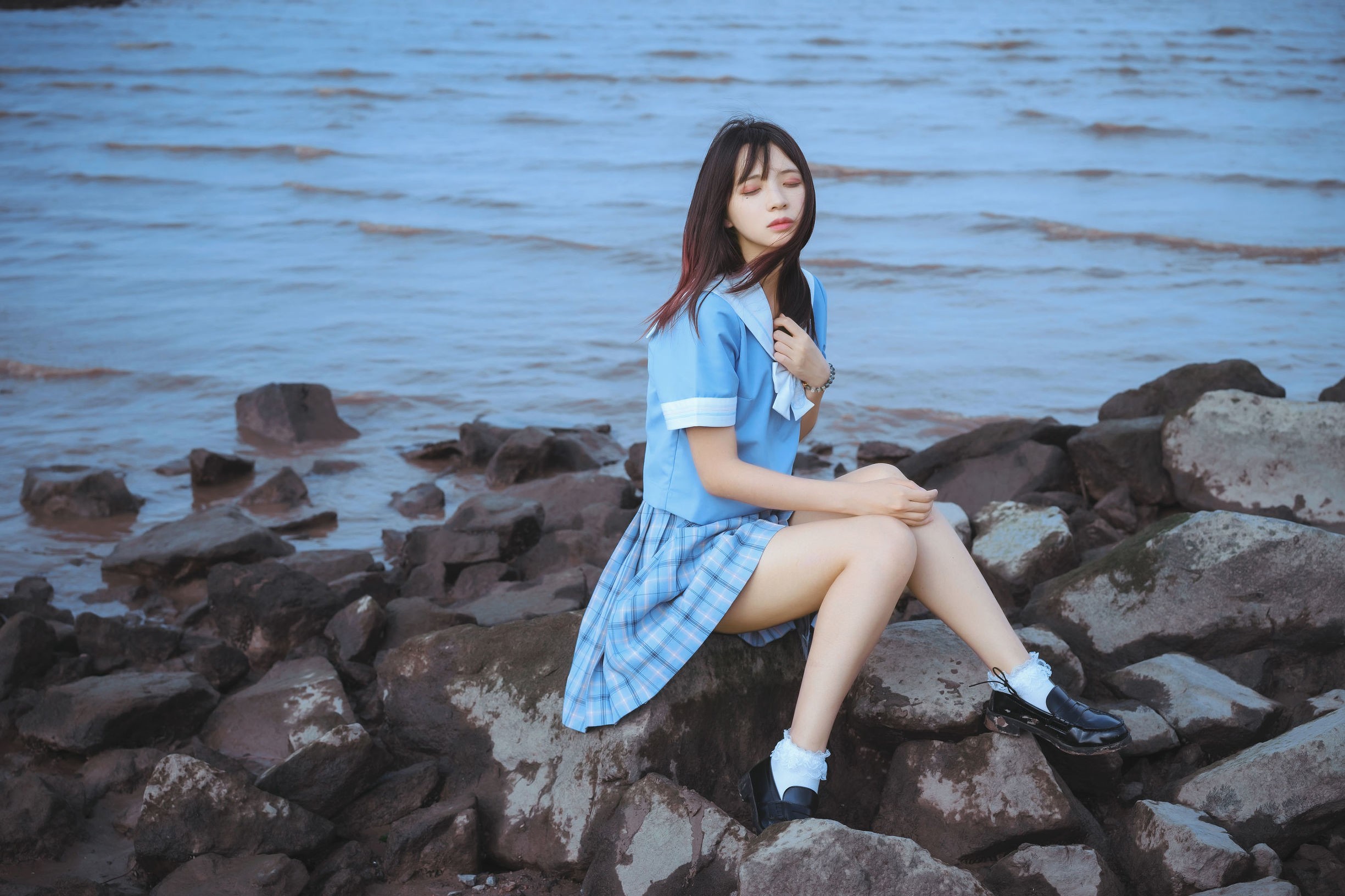 瘋貓ss 一起去海鷗島吧 校服海邊Cosplay