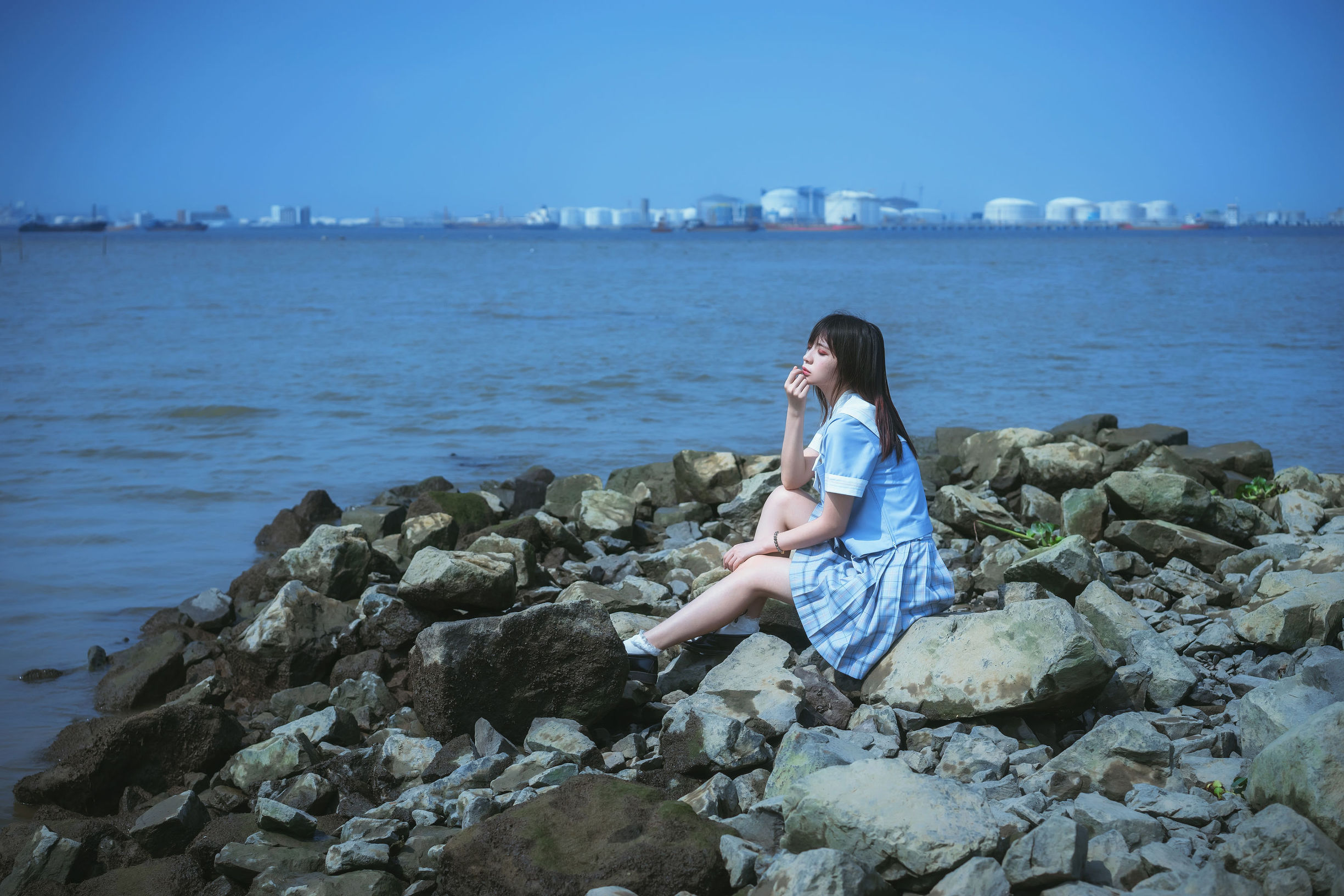 瘋貓ss 一起去海鷗島吧 校服海邊Cosplay