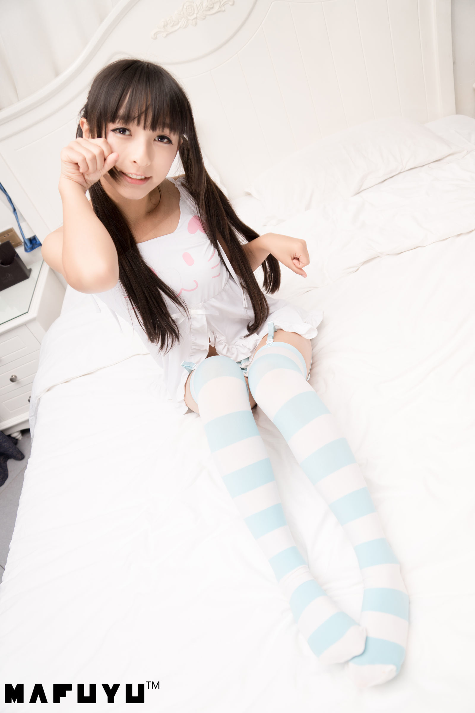  belle  Cosplay] Kagurazaka Mafuyu Bộ ảnh series sọc xanh trắng series photo set