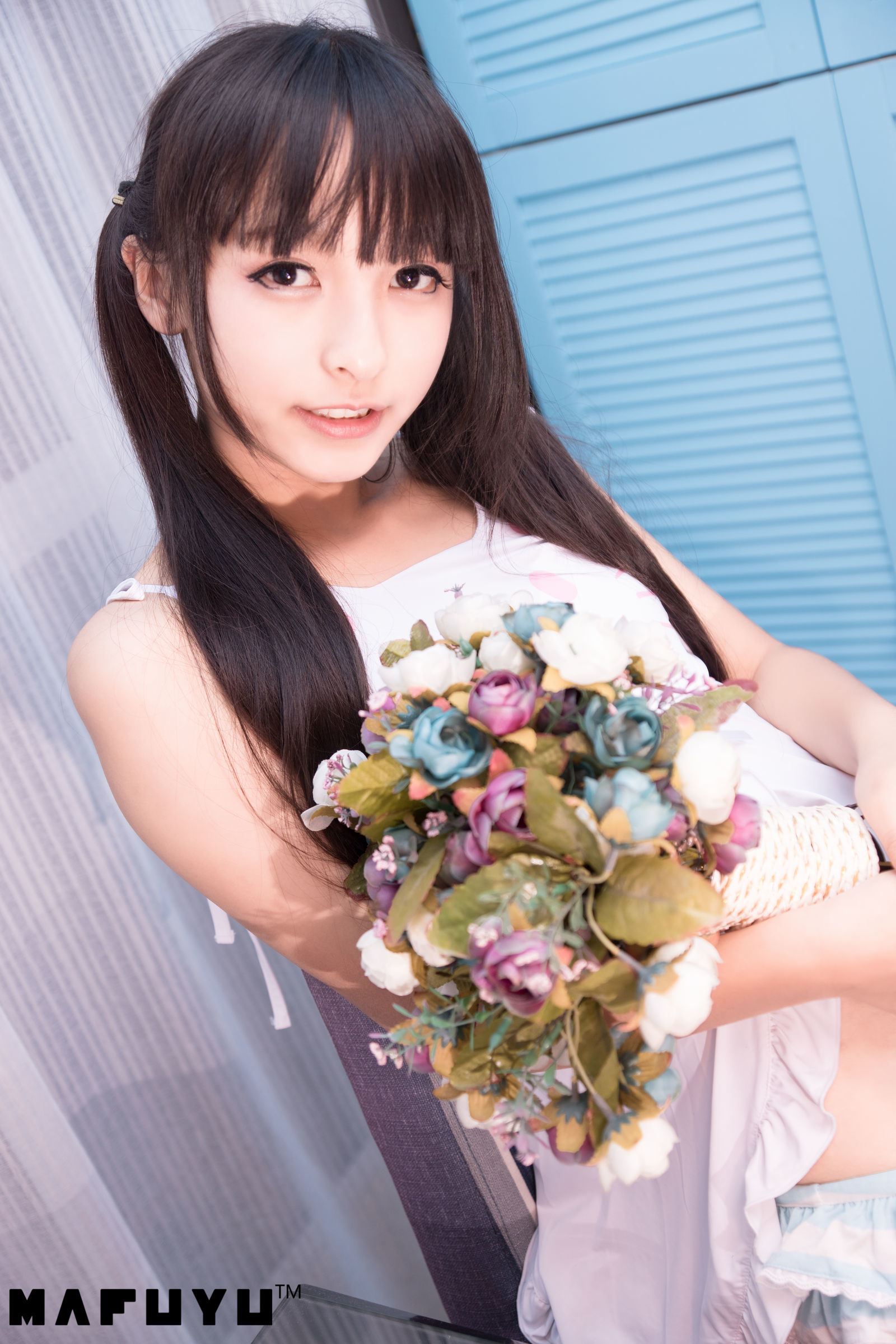  belle  Cosplay] Kagurazaka Mafuyu Bộ ảnh series sọc xanh trắng series photo set