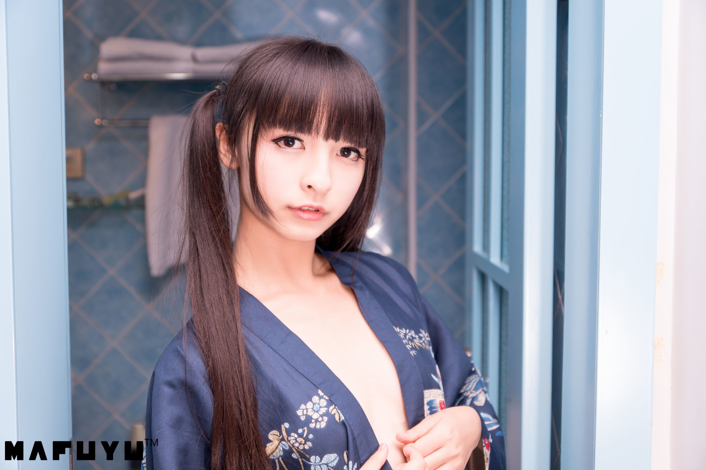  belle  Cosplay] Kagurazaka Mafuyu Bộ ảnh series sọc xanh trắng series photo set