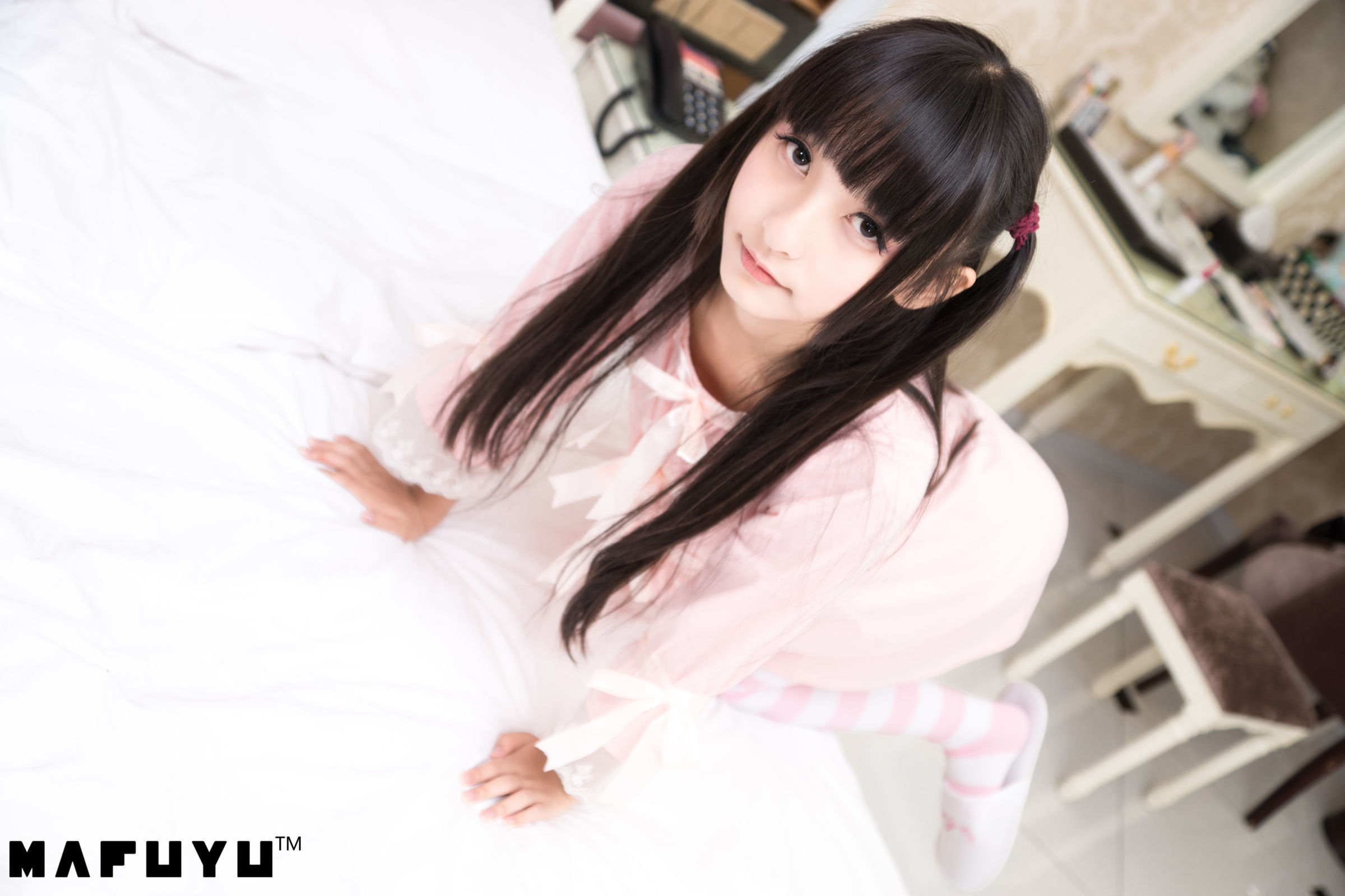 ロリータCOS] 神楽板真冬 ピンクと白のストライプシリーズセット