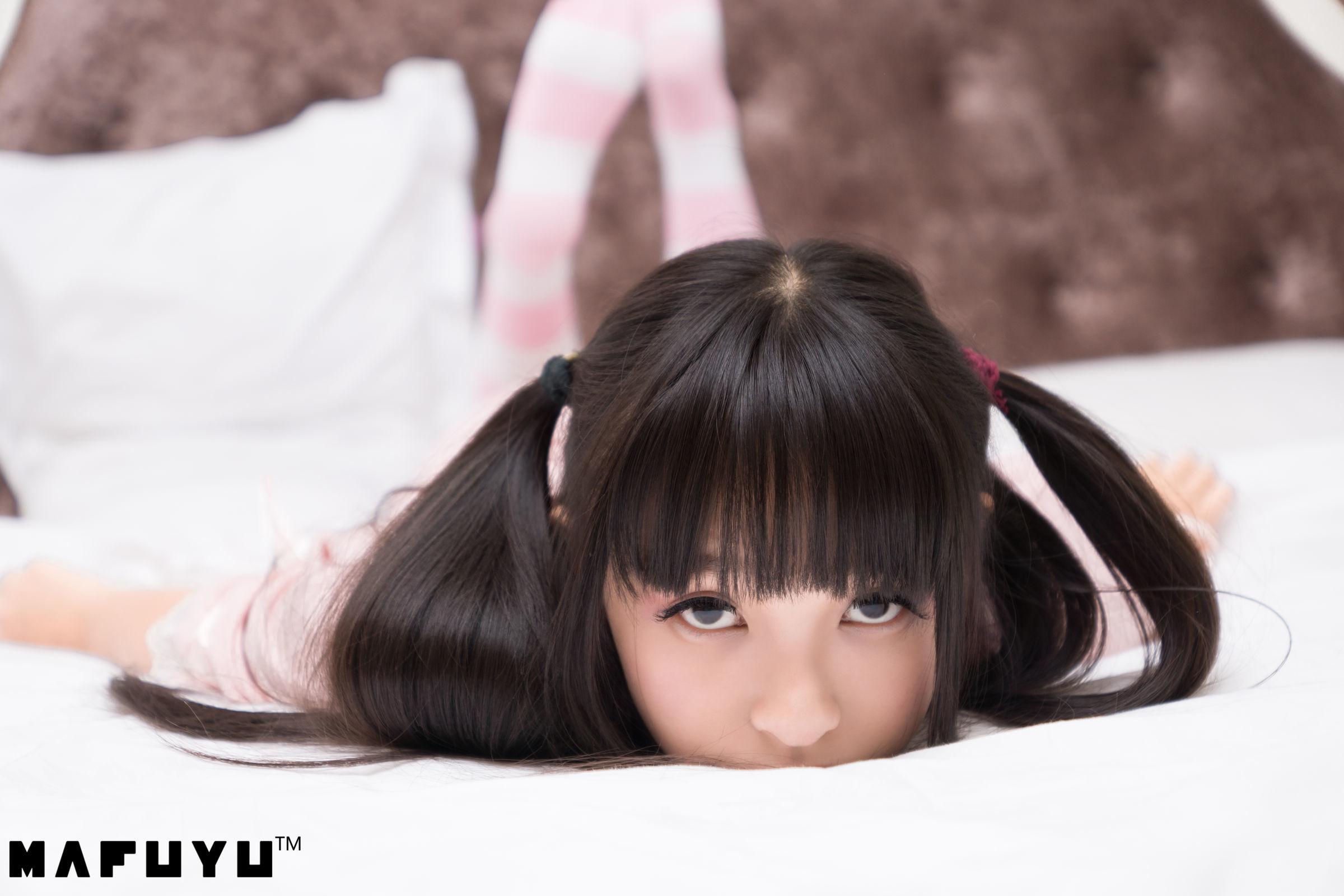  belle ta Cosplay] Kagura Ban Mafuyu Sê-ri Ảnh Sọc Hồng Trắng