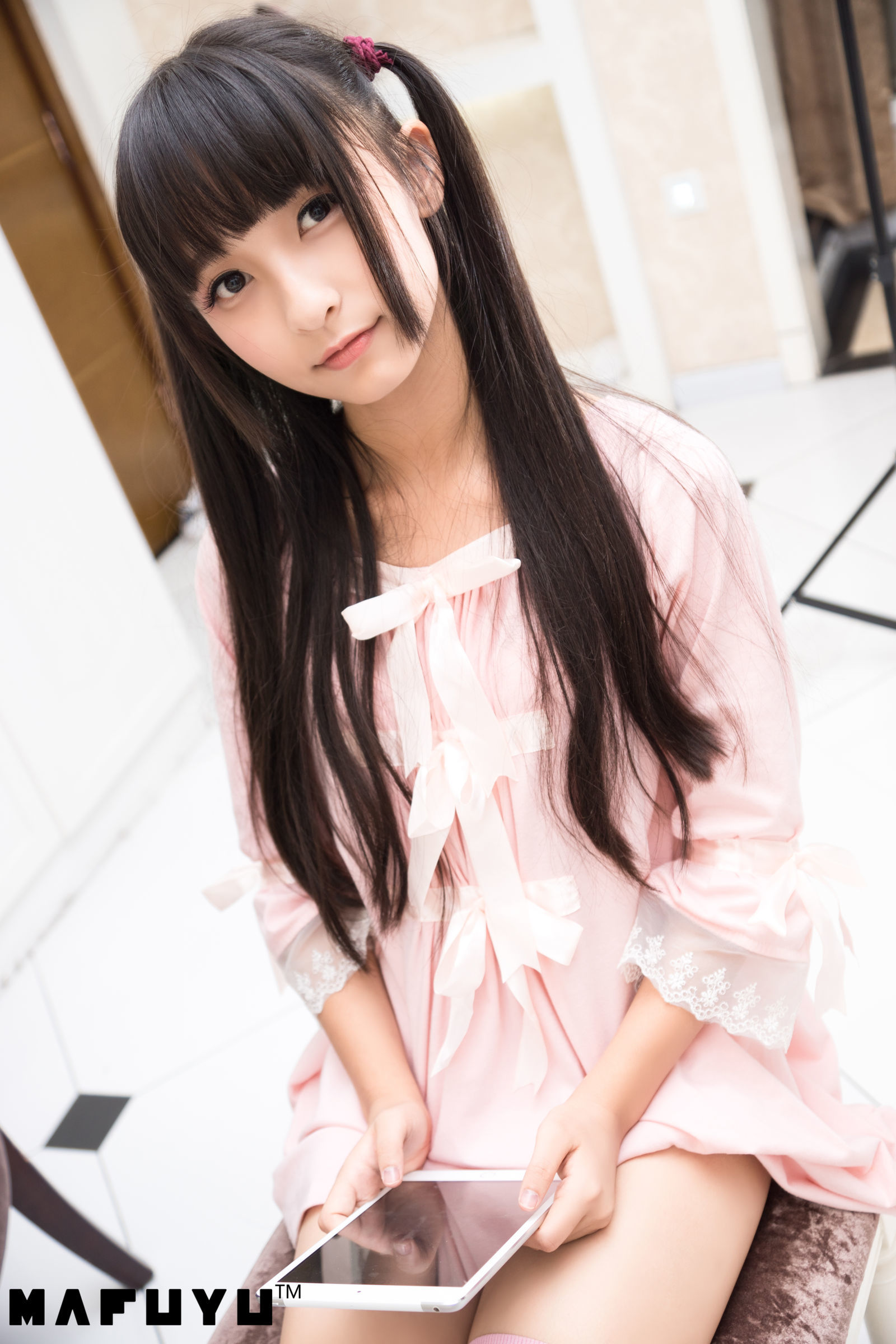 ロリータCOS] 神楽板真冬 ピンクと白のストライプシリーズセット