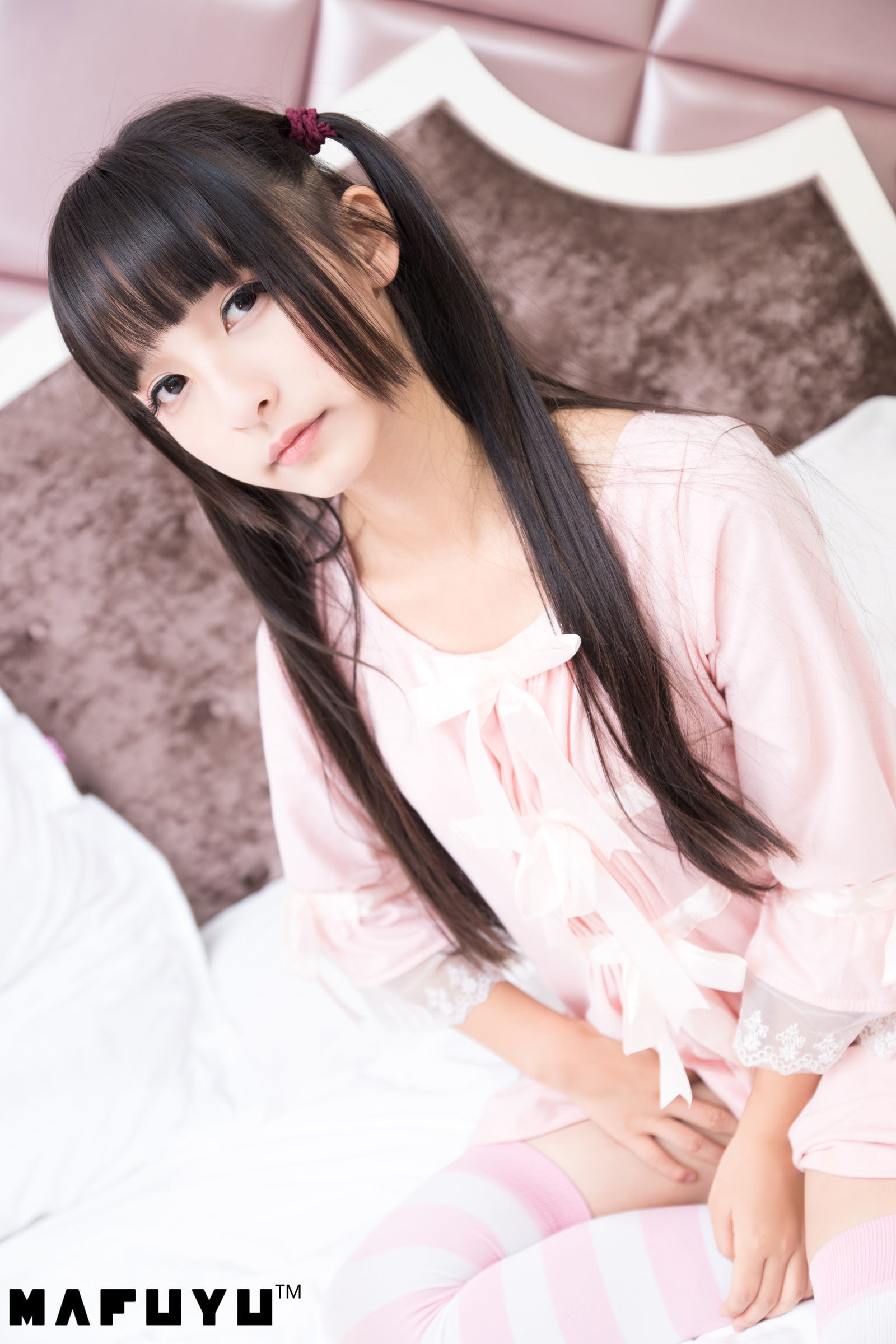 ロリータCOS] 神楽板真冬 ピンクと白のストライプシリーズセット