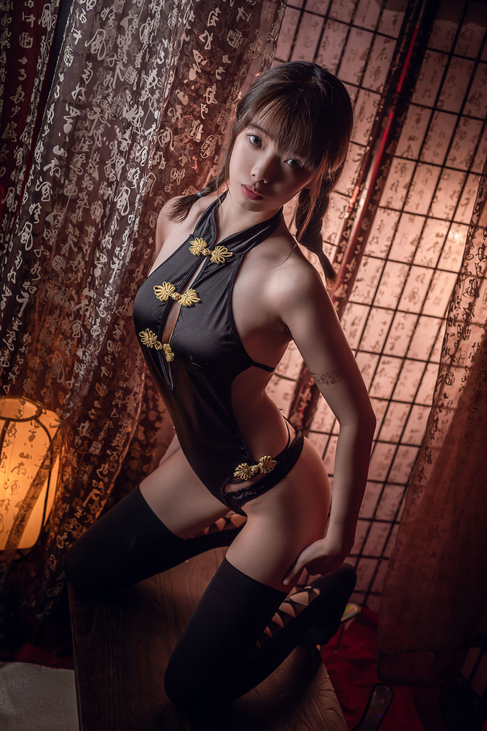  belle ta Cosplay] Wen Mei - Black Silk Belly Band