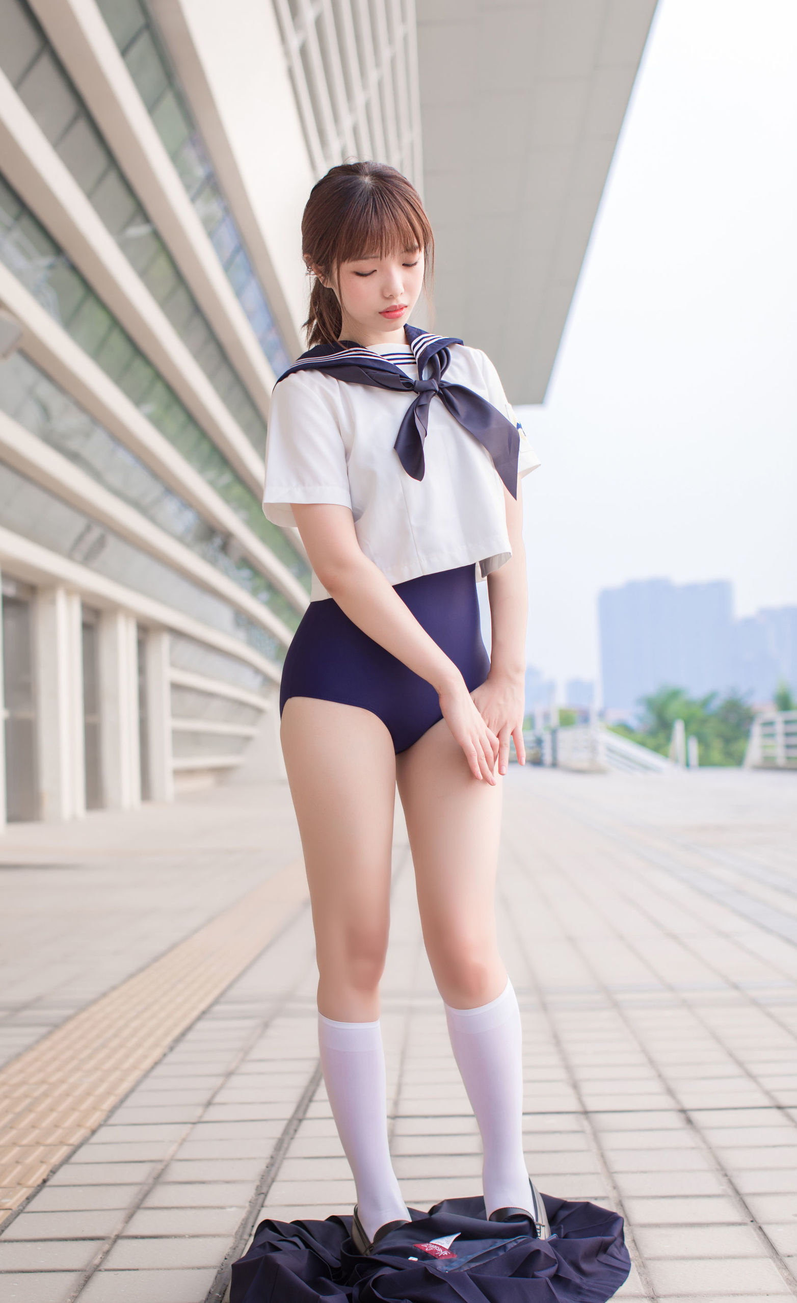  belle ta COS] Vân Mai - JK Vớ Trắng Áo Tắm Trường