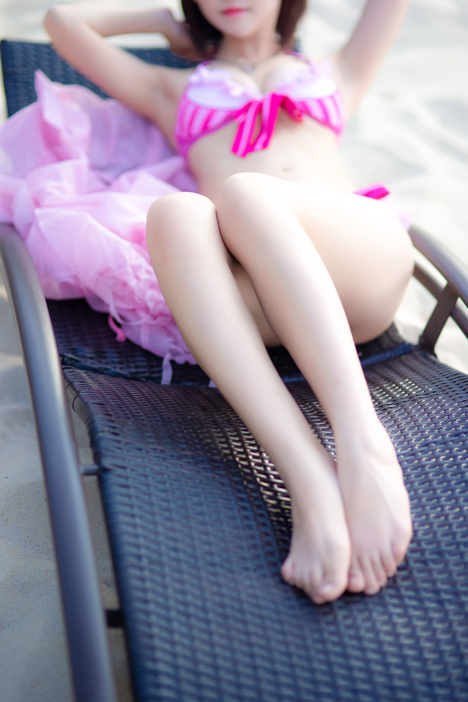  belle  COS] Eel Fei Er - Kato Megumi Bộ đồ bơi màu hồng