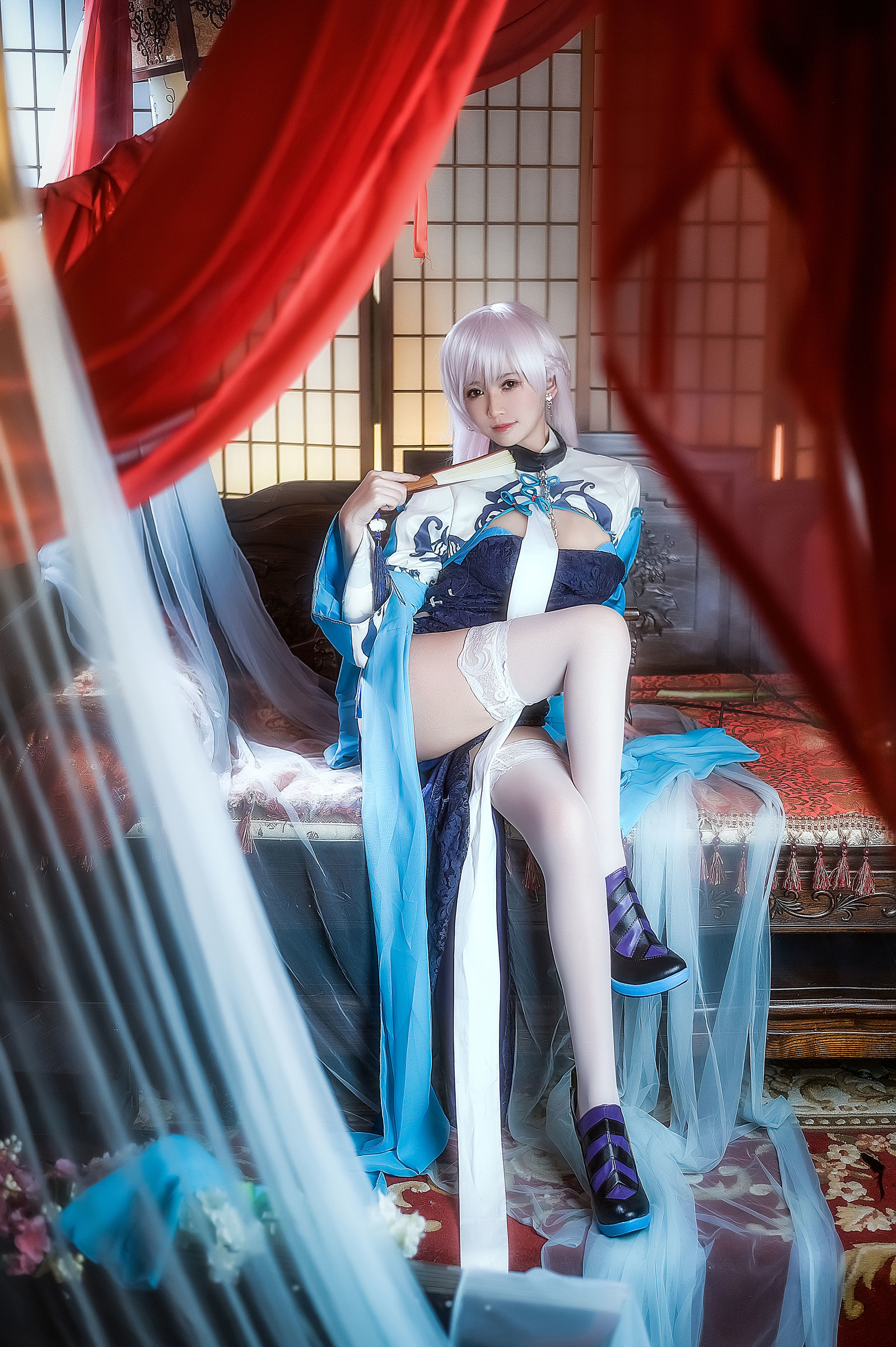  belle ta Cosplay] Eel Yu Fei Er - Azure Blue Splendid Dress Bei Jie