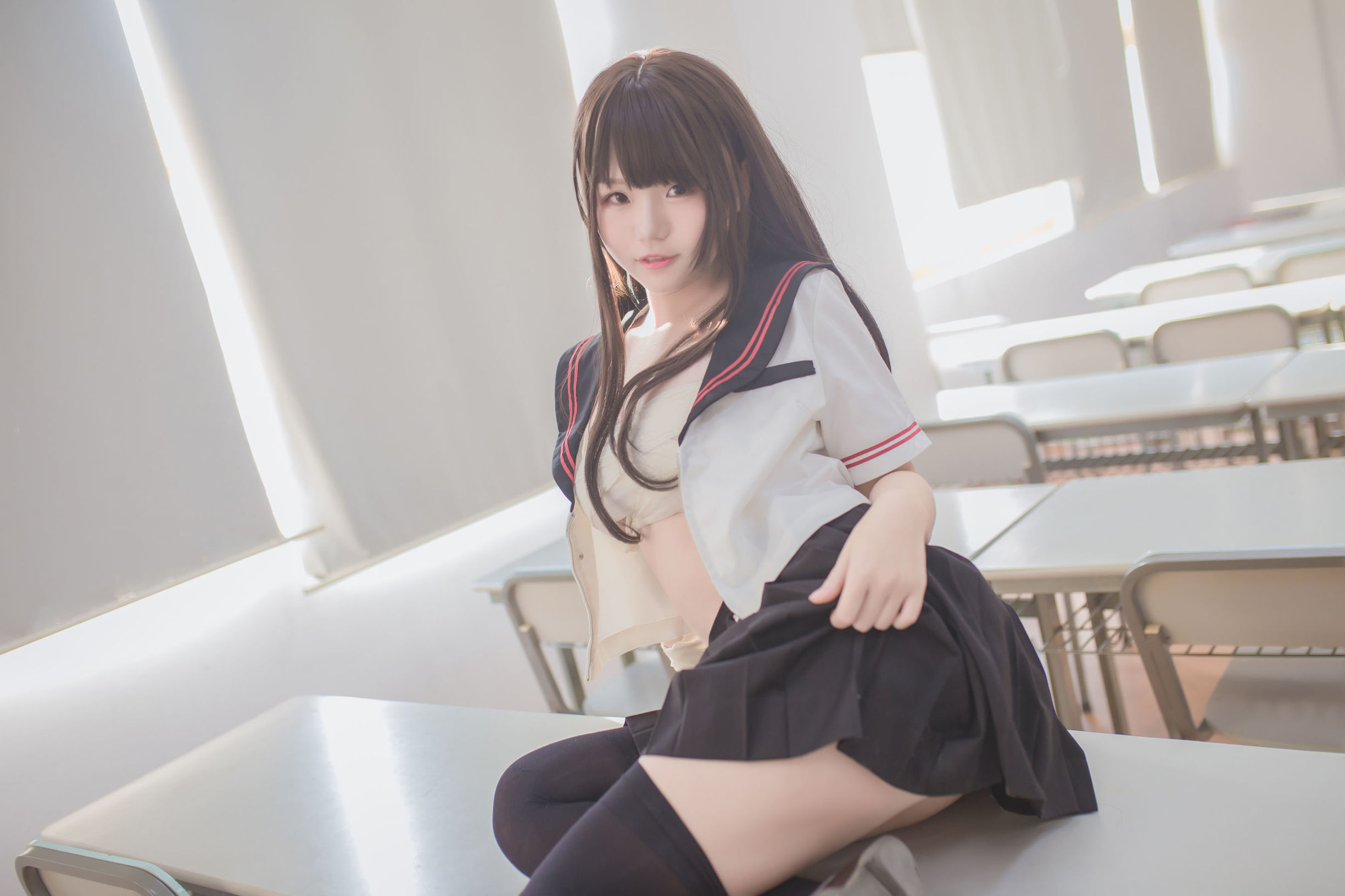  belle  Cosplay] Yoko Trại Hạ 《Vớ Đen JK》