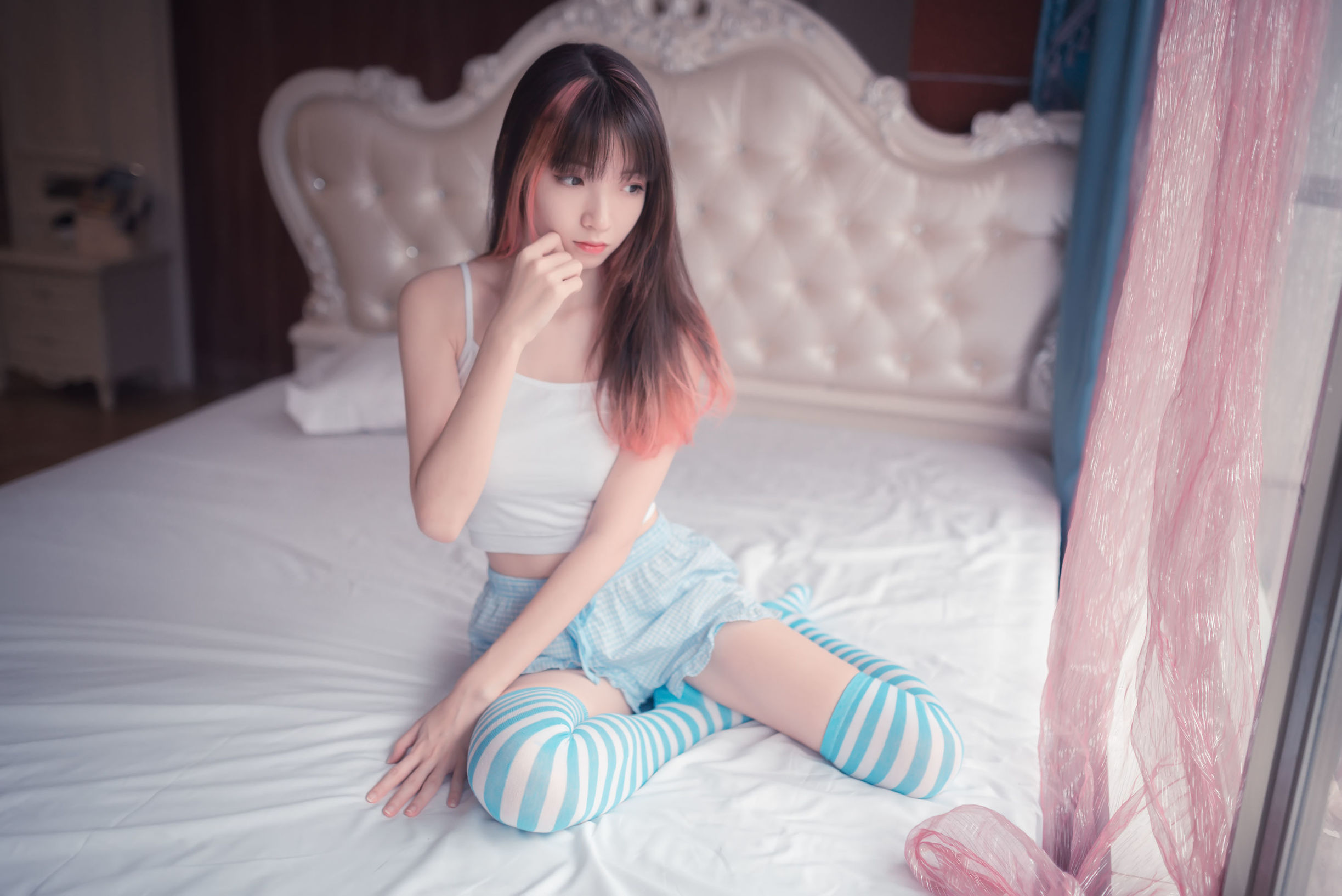 Phong Chi Linh Vực] NO.014 Tất sọc xanh trắng bé dễ thương