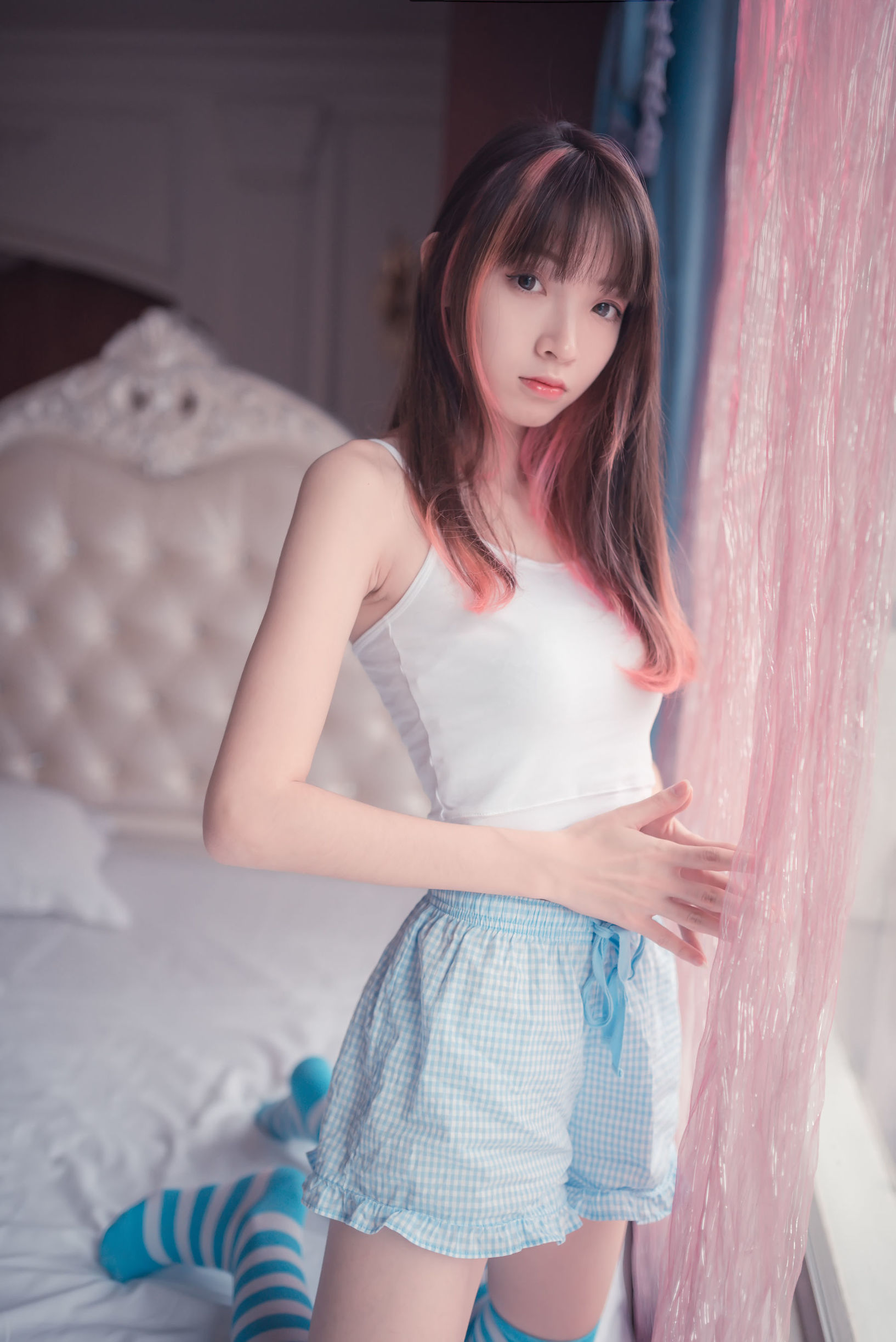 Phong Chi Linh Vực] NO.014 Tất sọc xanh trắng bé dễ thương