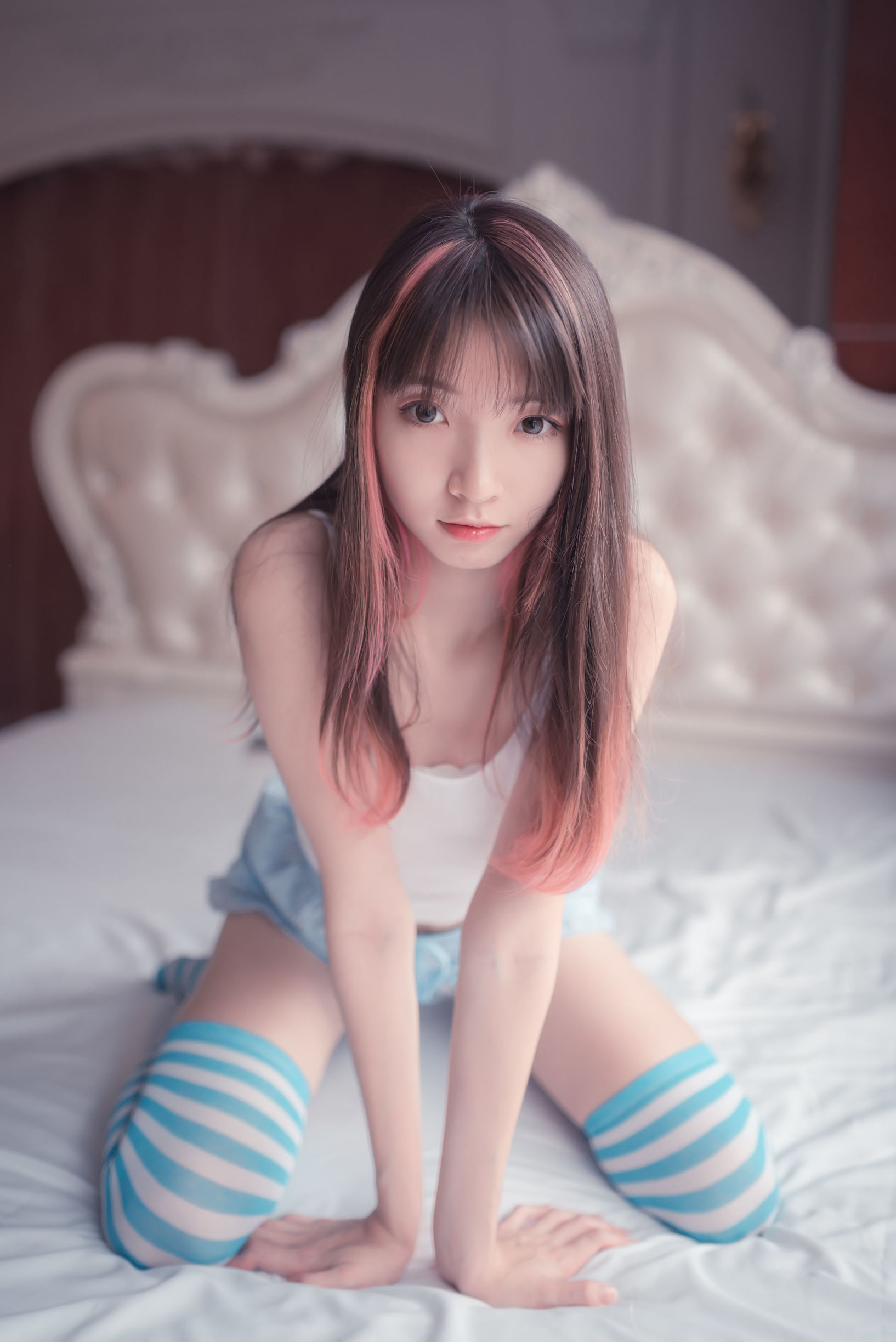 Phong Chi Linh Vực] NO.014 Tất sọc xanh trắng bé dễ thương