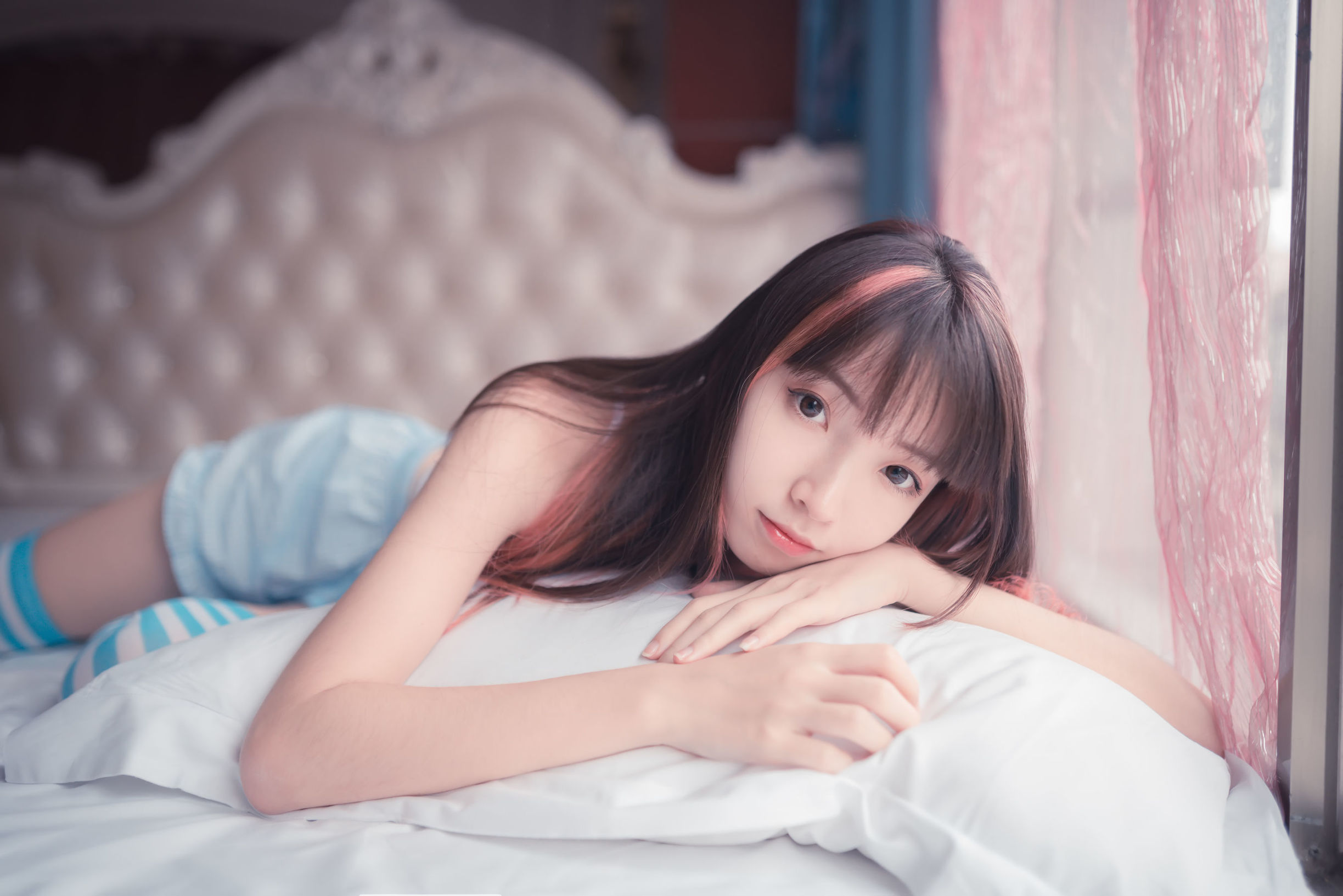 Phong Chi Linh Vực] NO.014 Tất sọc xanh trắng bé dễ thương