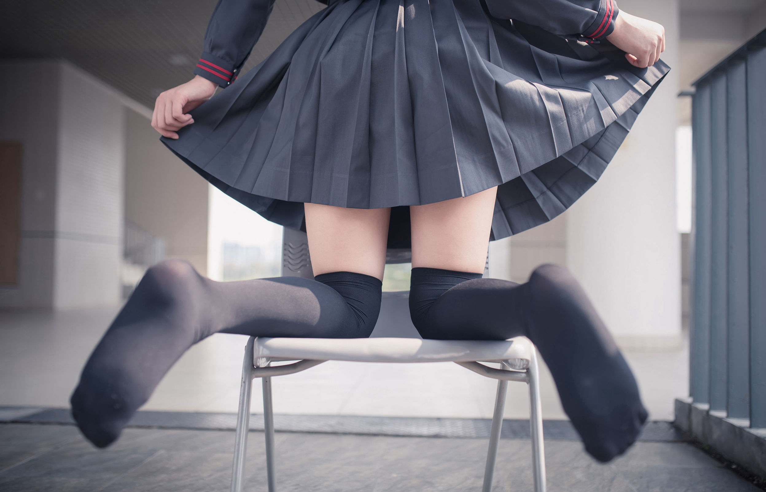Domain of the Wind] No.120 Ultra-Short Sexy Uniform Black Stockings Long Legs 2