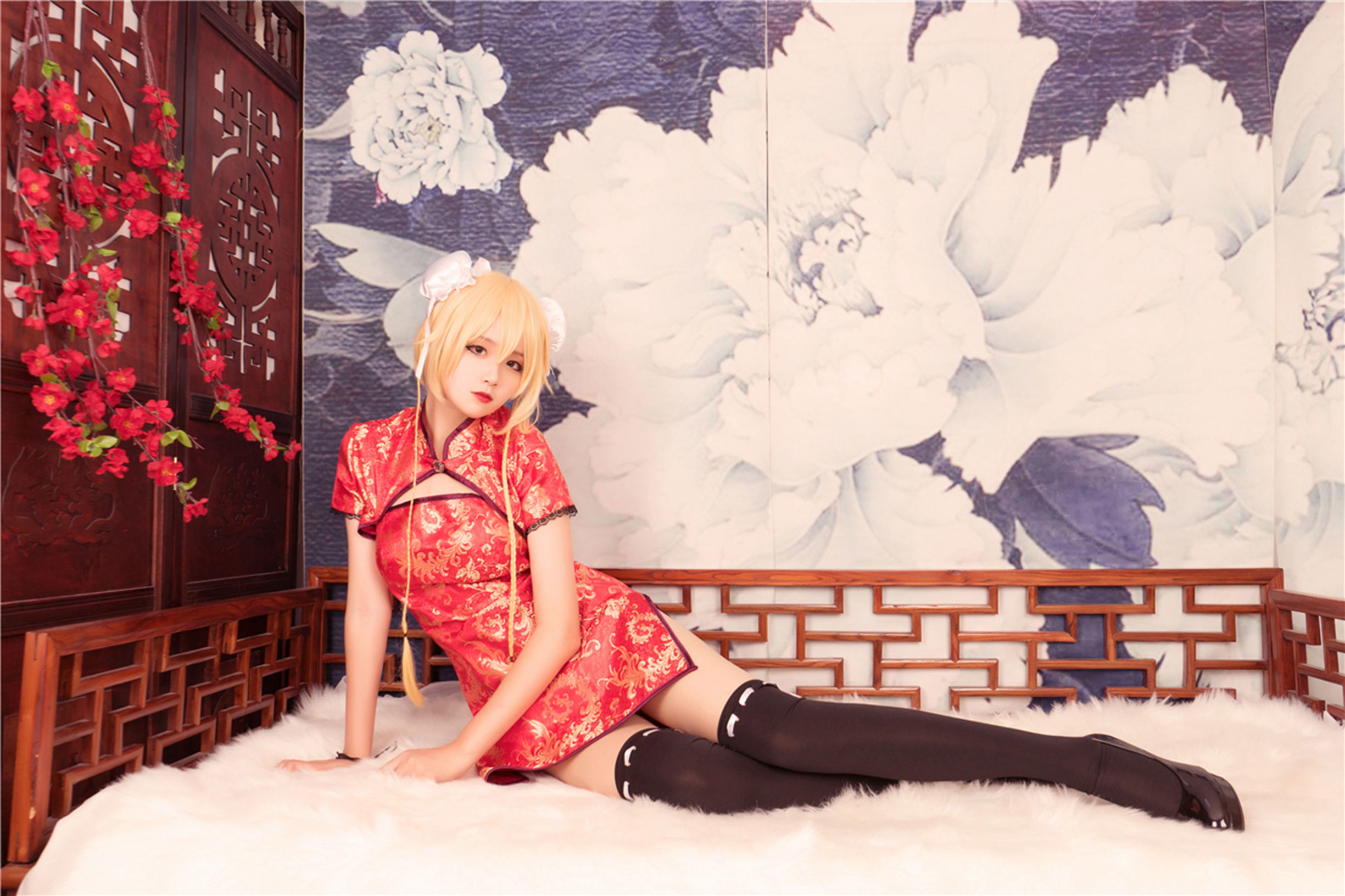 Feng Zhi Lingyu] No. 164 Red Qipao Black Silk Cosplay