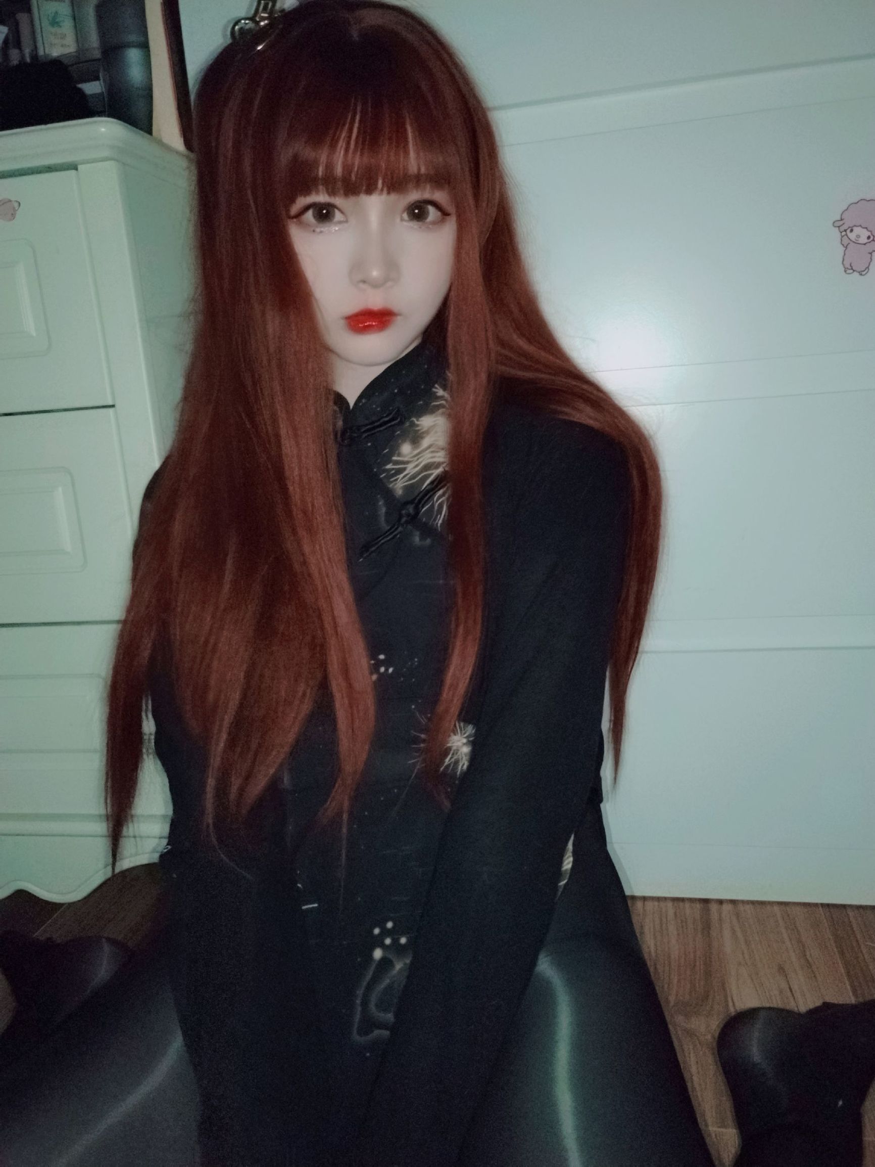 Cosplay Welfare] 2D Beauty Furukawa Kagura - Shiny Silk Black Qipao