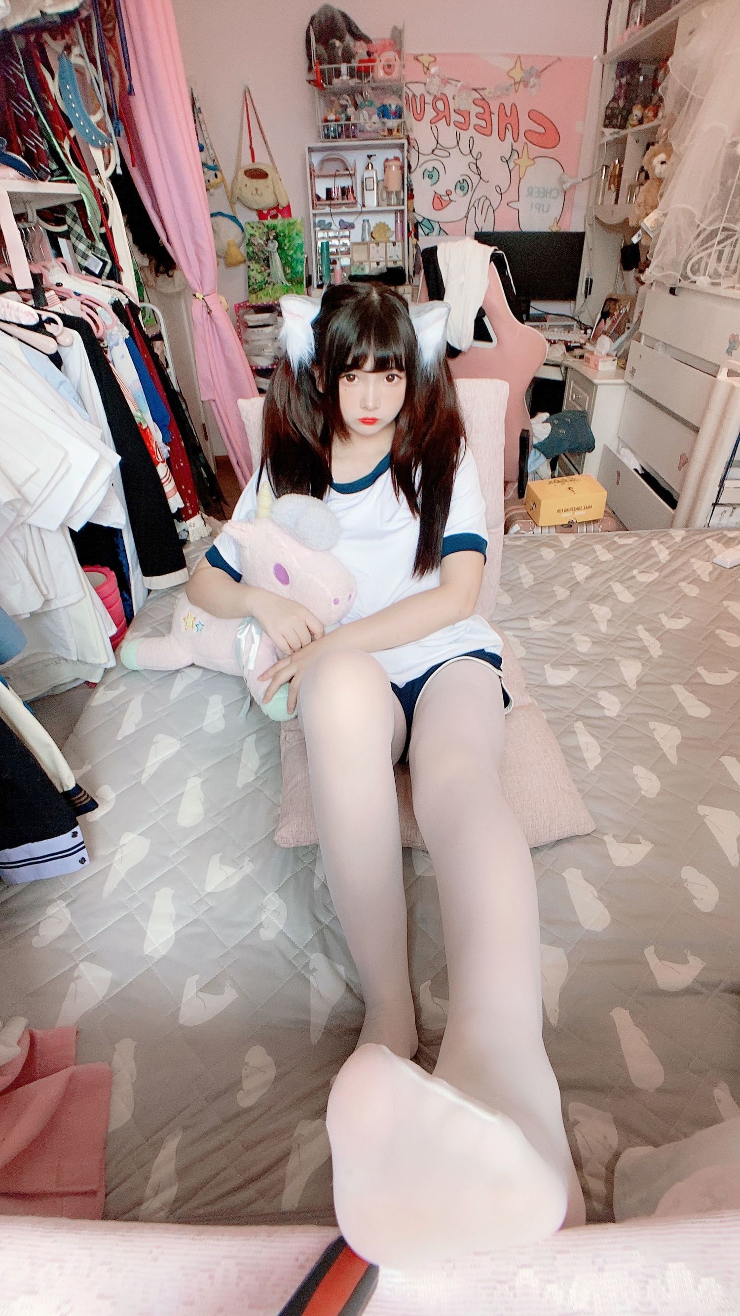 Cosplay Welfare] Two-Dimensional Beauty Furukawa Kagura - White Silk Gymnastics Sportswear