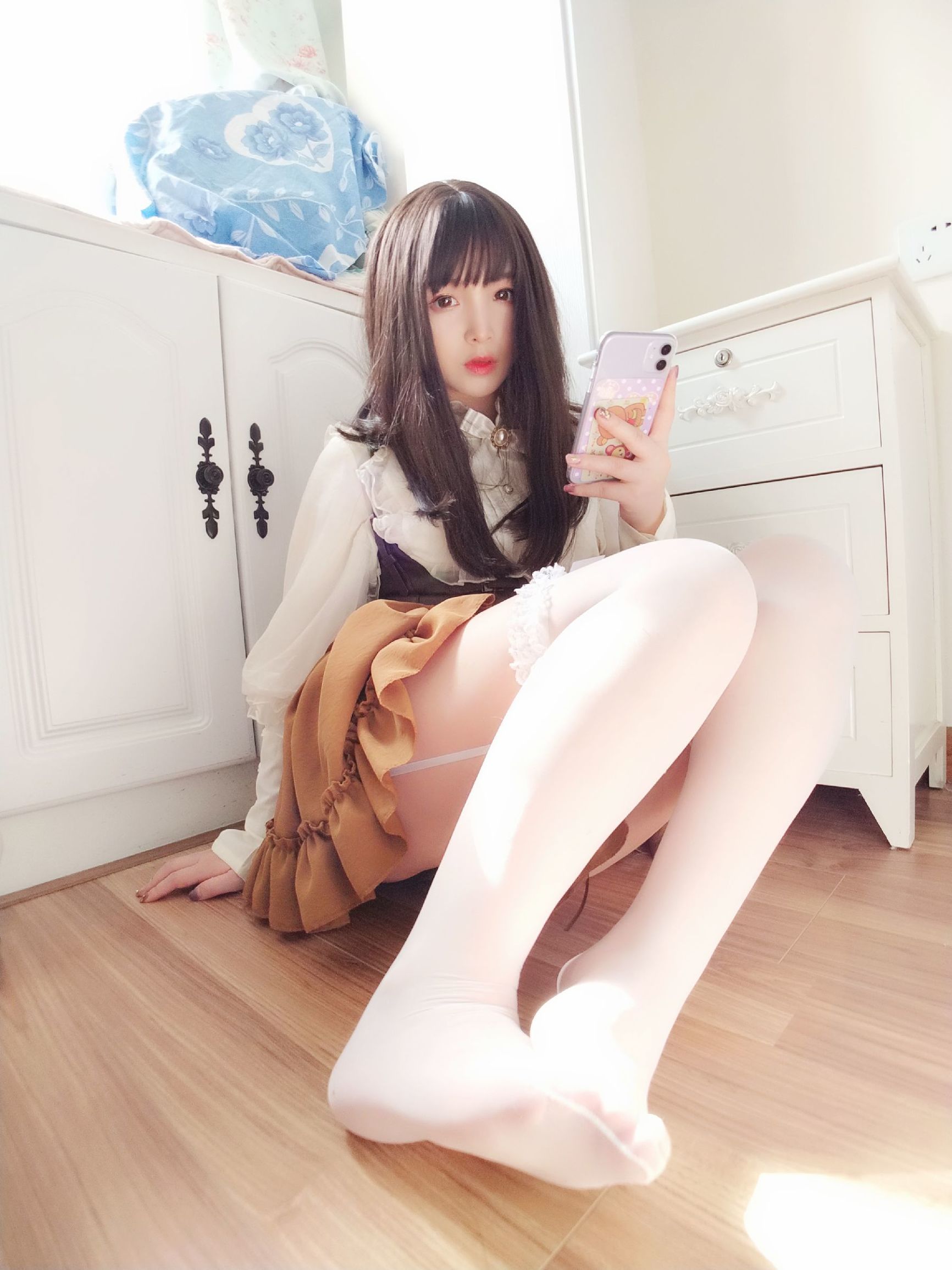 COS福利] 二次元美女古川Kagura - 蕾絲長筒吊帶絲襪