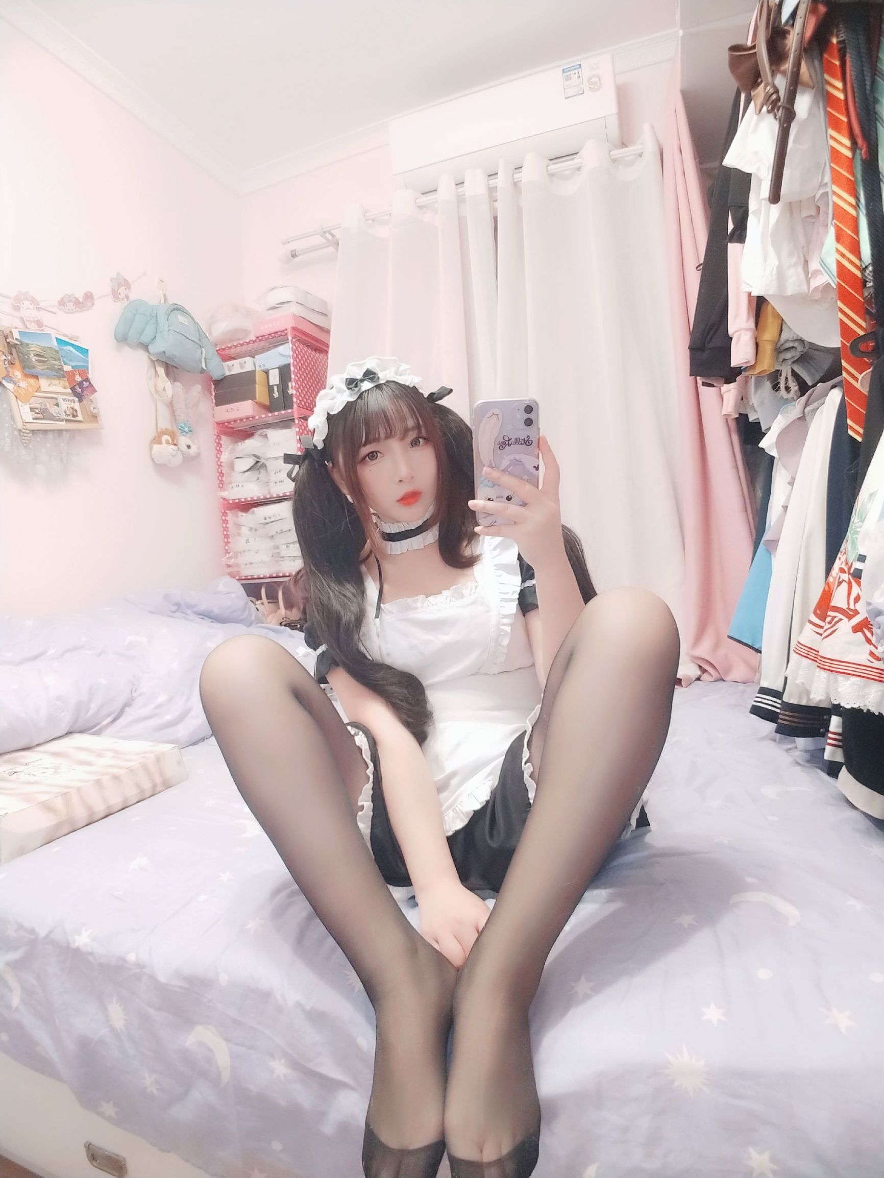 COS Phúc lợi] Mỹ nhân 2D Furukawa Kagura - Nữ hầu mặc tất đen