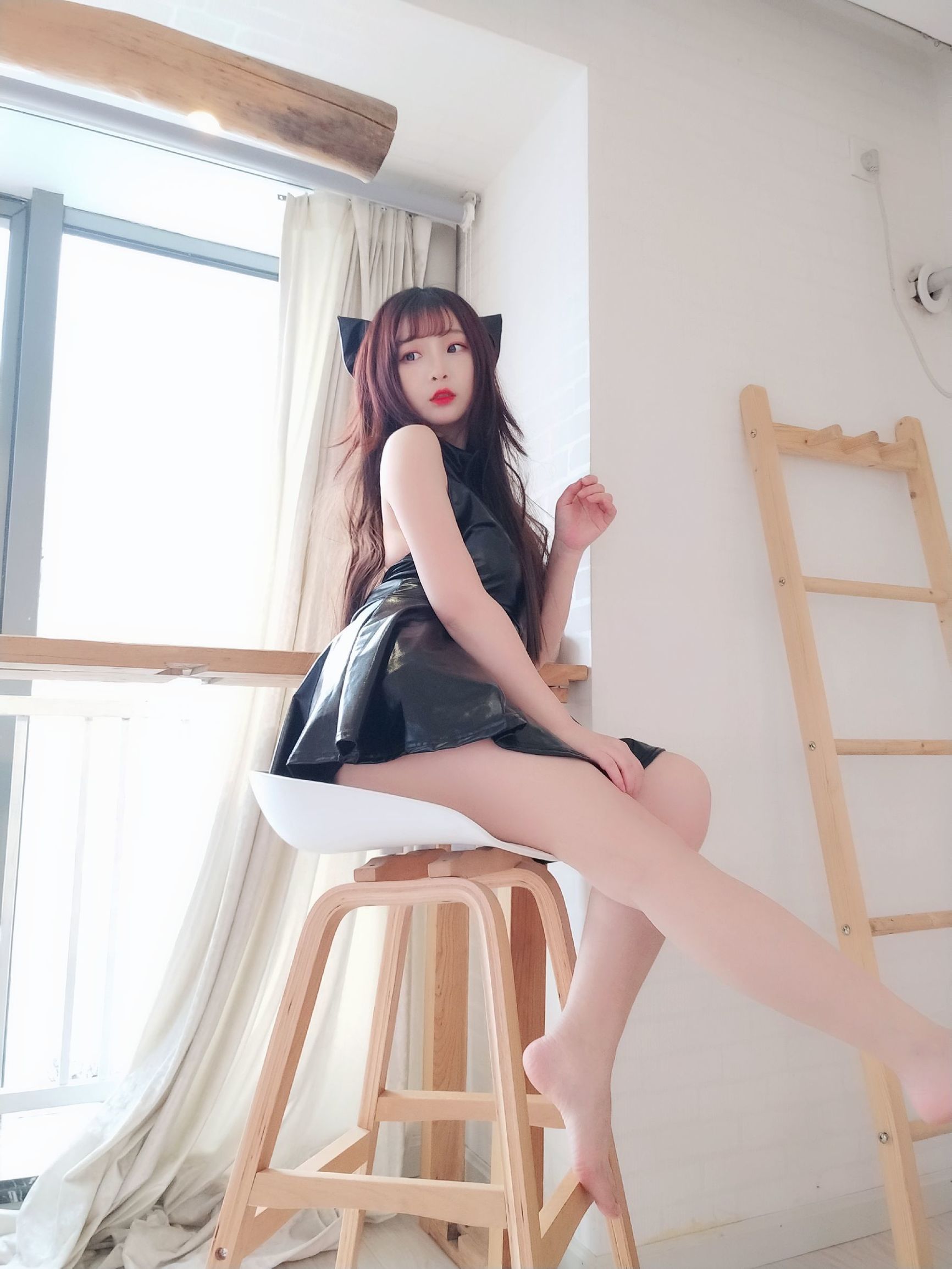 コス福利] 二次元美女古川Kagura - 黒光り連衣裙
