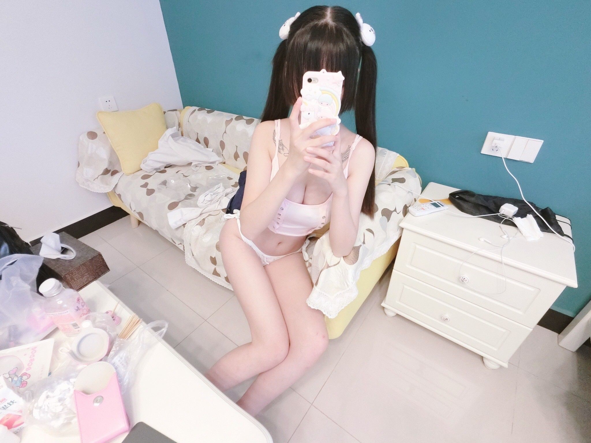 COS Phúc lợi] Si Meo - Quả dâu tây nhỏ màu hồng lớp lót