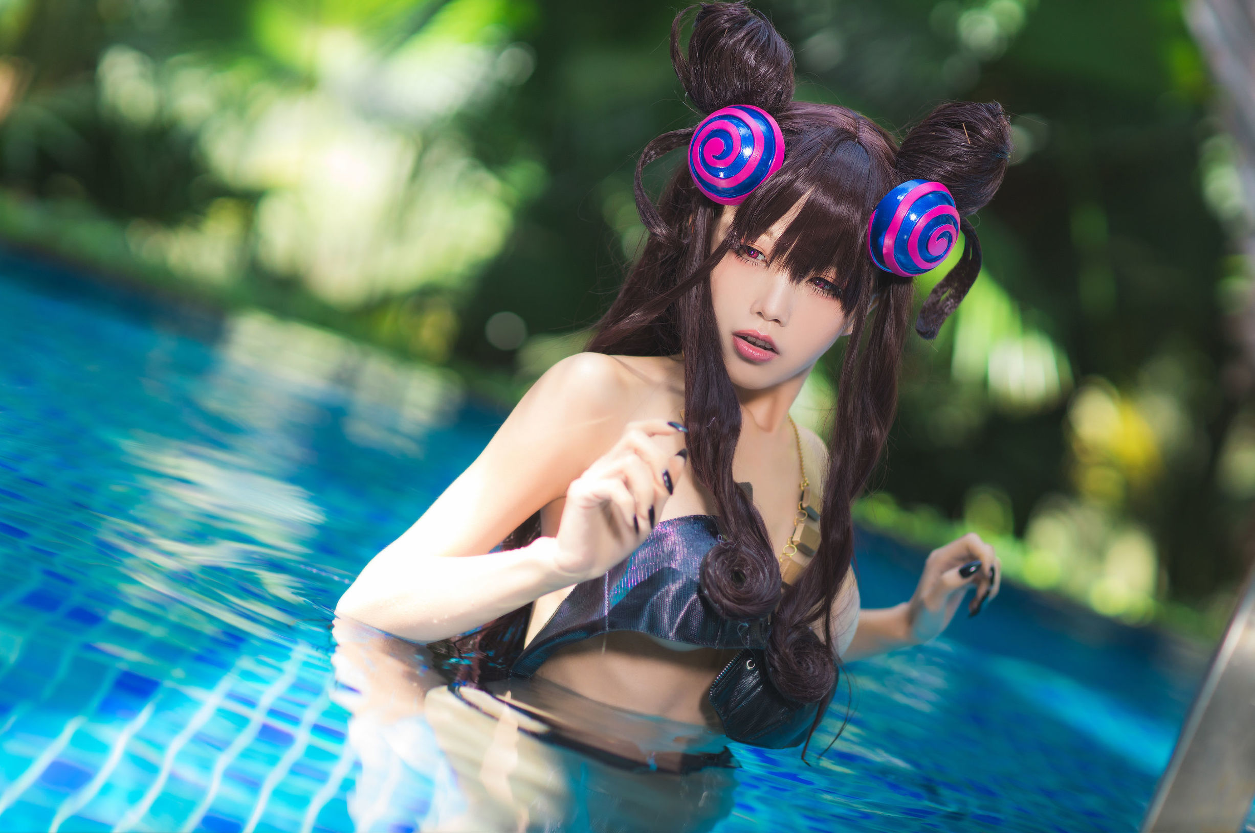 COS Phúc lợi] Blogger Hoạt hình Thủy Miêu Aqua - Tử Thức Bộ Bộ đồ bơi Ver