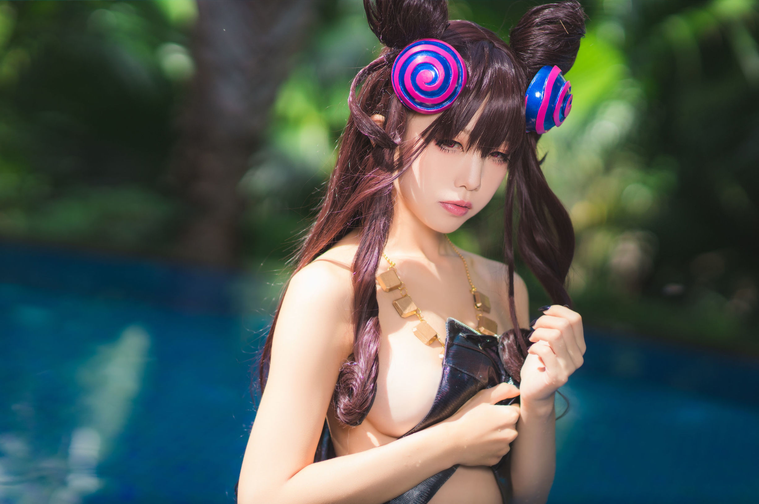 COS Phúc lợi] Blogger Hoạt hình Thủy Miêu Aqua - Tử Thức Bộ Bộ đồ bơi Ver