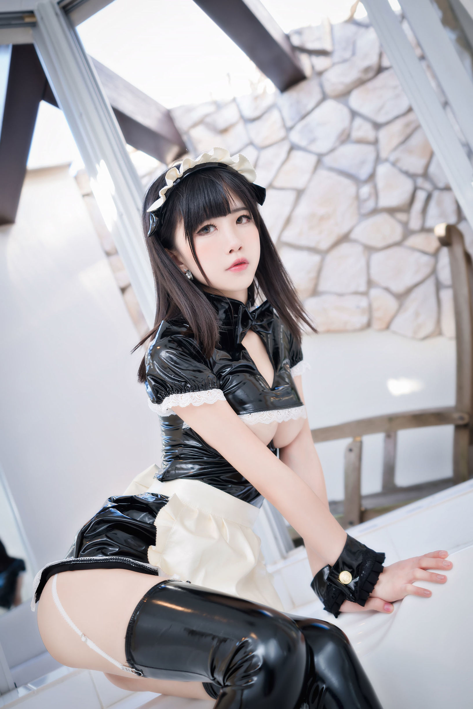 COS Welfare] Anime Blogger Shui Miao aqua - Black Vinyl Clothing
